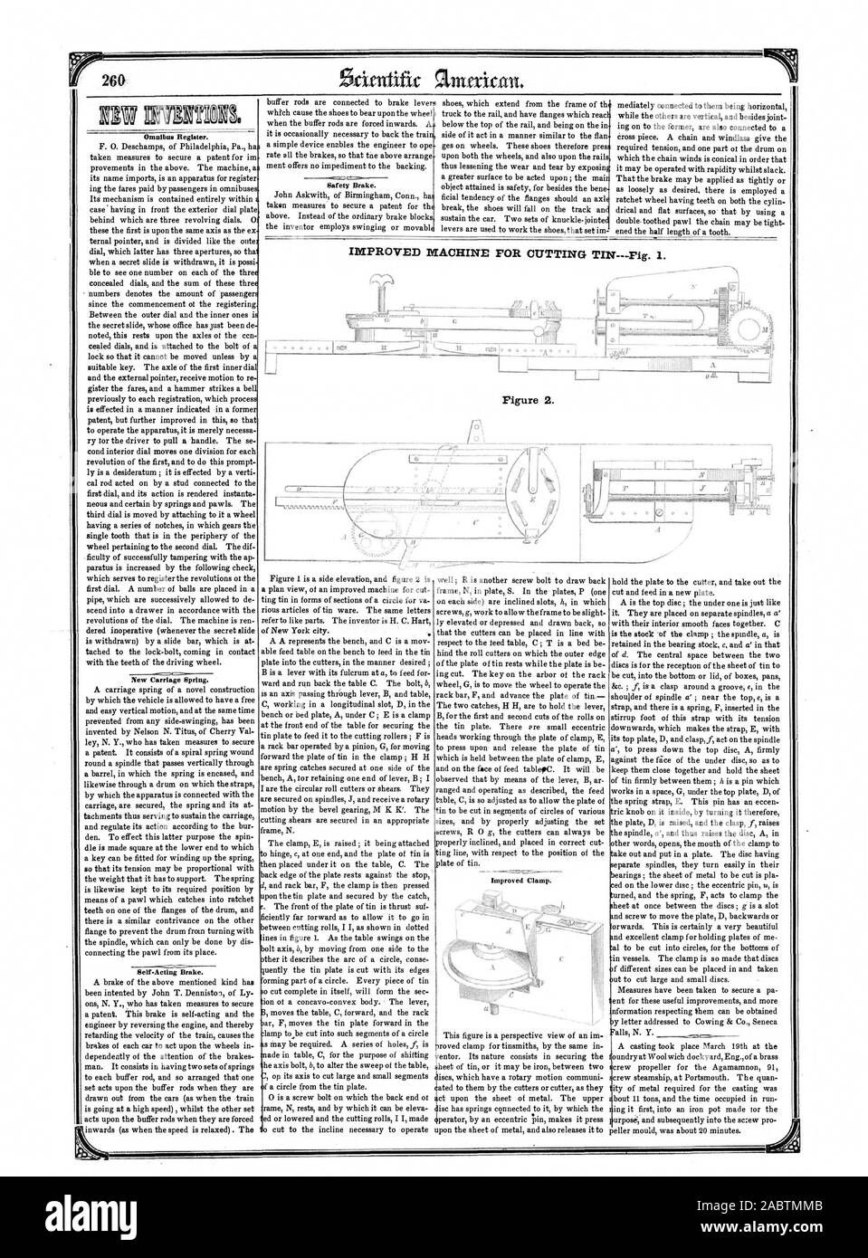 L'amélioration d'un collier. Inscrivez-omnibus. Transport nouveau Printemps. Self-Acting Frein de stationnement. Frein de sécurité. L'AMÉLIORATION DE LA MACHINE POUR TINFig coupe. I. La Figure 2., Scientific American, 1853-04-30 Banque D'Images