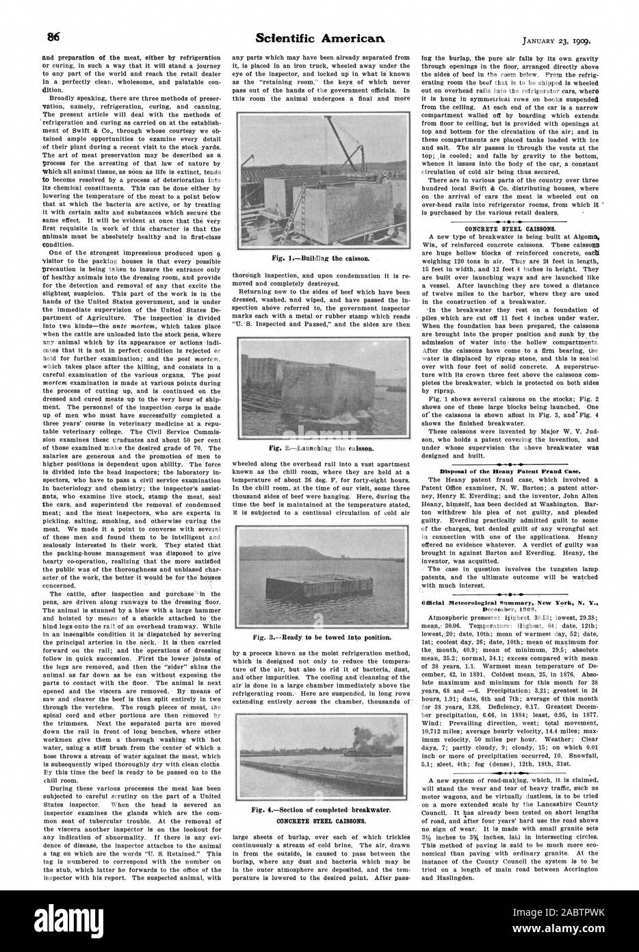 Fig. Section 4 des brise-lames. CAISSONS EN ACIER ET EN BÉTON. edicial Résumé météorologique New York, N. Y. Décembre 1908., Scientific American, -1909-01-23 Banque D'Images