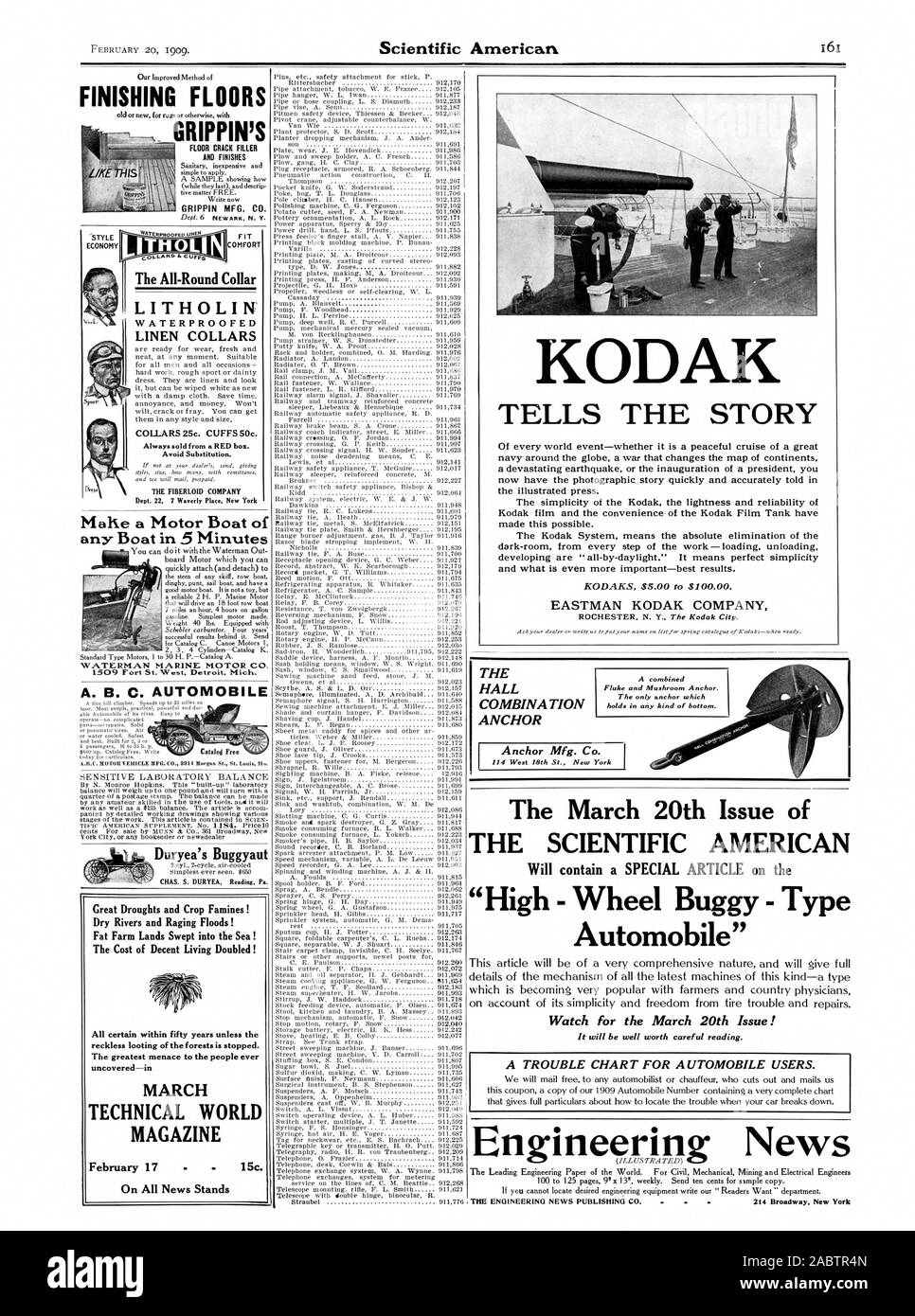 Mahe un bateau à moteur d'un bateau en 5 minutes MARINE WATERMAN MOTOR CO. 1509 Fort St. West Detroit Michigan le 20 mars, question de l'Américain scientifique '- Roue Buggy - Type Automobile' le détail du mécanisme de toutes les dernières machines de ce genre, un type qui est devenu très populaire avec les agriculteurs et les médecins pays Watch pour la question du 20 Mars ! Il sera bien utile lecture attentive. Une DIFFICULTÉ POUR LES UTILISATEURS DE L'AUTOMOBILE. Planchers de finition Actualités Engineerin-fissures et de finis de plancher GRIPPIN MFG. Les All-Round CO. ALLUMÉ Collier Colliers Colliers HYDROFUGÉ HOLIN , 25c. Des manches 50c Banque D'Images