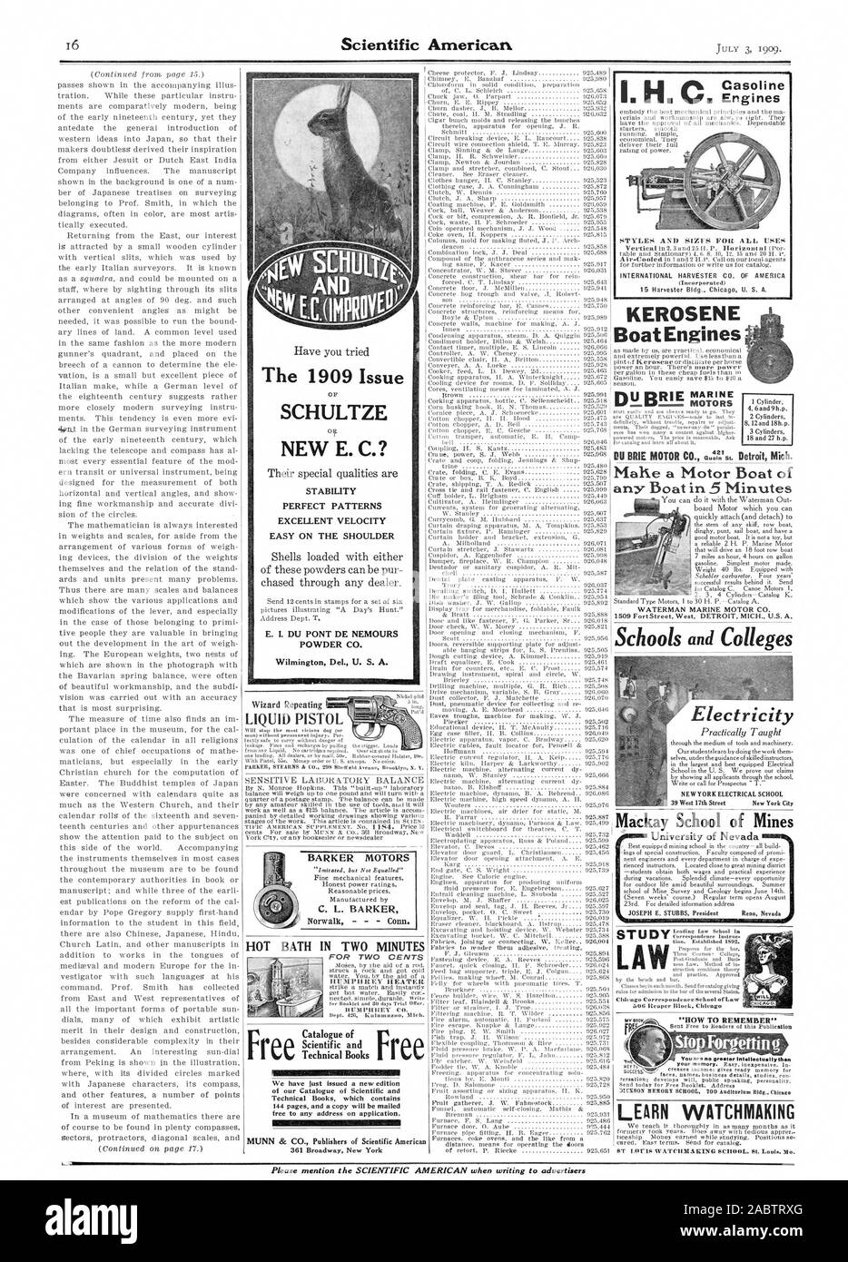 506 Mock Renner Chicag mer un 'COMMENT SE SOUVENIR' LIQUIDE ÉTUDE PISTOLET EN DEUX MINUTES POUR DEUX CENTS HUMPHREY MP chauffe-moteurs 4 cylindres 1, 6 et 9 H.P. 2 cylindres 812 et 18 h.p. 3 cylindres 18 et 27 h.p. Mahe un Motor Yacht de MARINE WATERMAN MOTOR CO. DE NEW YORK d'électricité ÉCOLE ÉLECTRIQUE, Scientific American, -1909-07-03 Banque D'Images