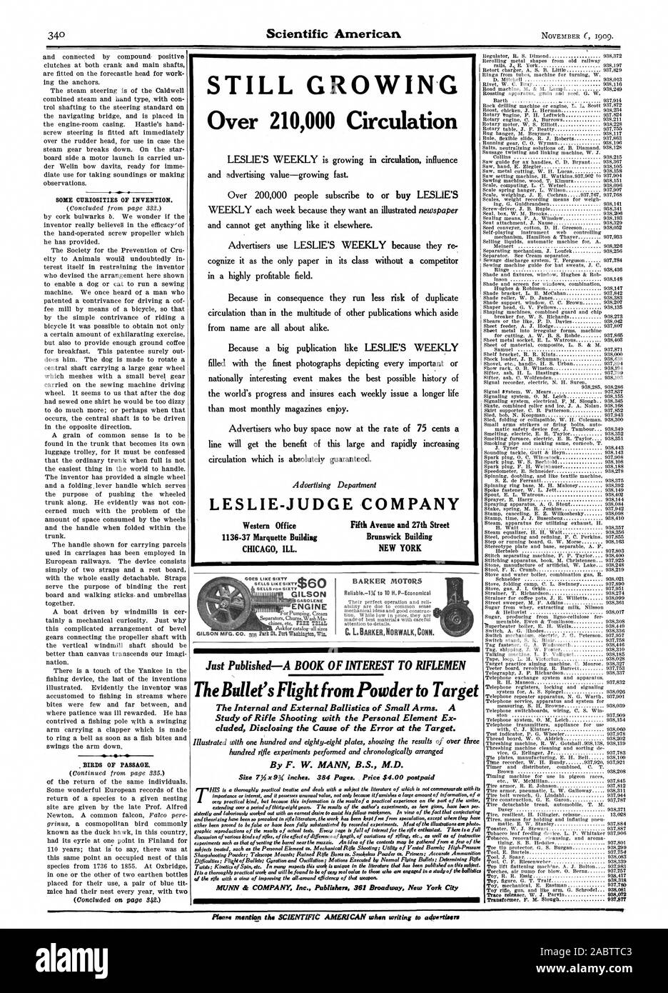 Sujets traités tels que l'élément personnel contre la carabine mécanique ; Utilité des barils ; ventilation ; Poudre Sharpshooting haute pression ; Supports de télescope alésages fusil ruiné par rapport à la poudre sans fumée ; amorces vs munitions précises des difficultés ; Filet de balles, Gyration et Oscillation ; Motions exécutés par balles normales de vol ; la détermination de la carabine Fusil en vue d'améliorer le tout autour de l'efficacité de cette arme. MUNN & COMPANY Inc. Publishers 361 Broadway New York City VA COMME SOIXANTE 60 SE VEND COMME SOIXANTE ESSENCES POUR MOTEURS GILSON GILSON MFG. Moteur Barattes Séparateurs CO.. Lavez Ma Asisfor Banque D'Images