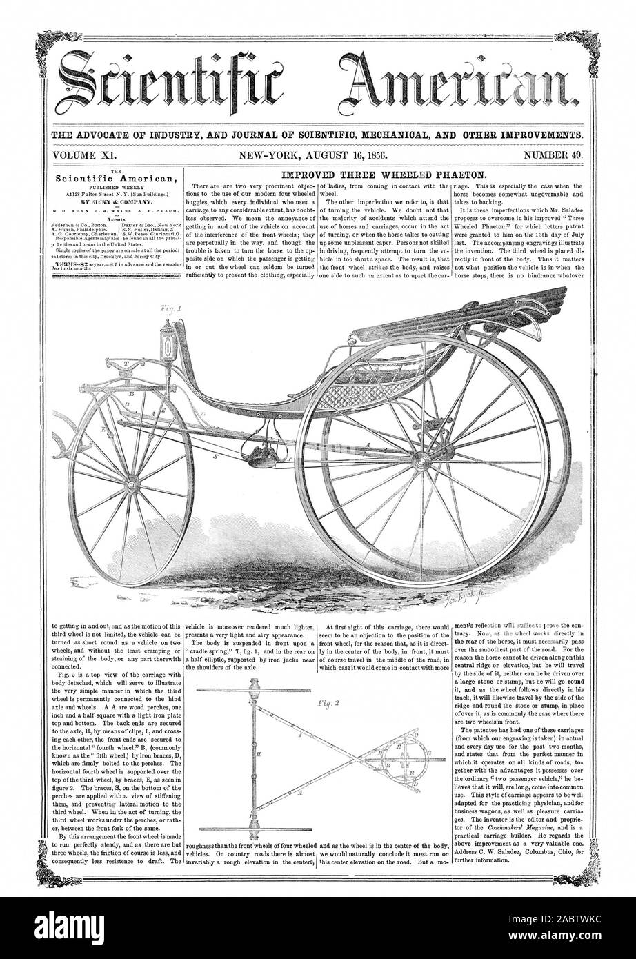 Monsieur l'avocat de l'industrie et d'un journal scientifique de l'OP et d'autres améliorations mécaniques. VOLUME XI. NEW-YORK Le 16 août 1856. Numéro 49 L'AMÉLIORATION DE PHAETON À TROIS ROUES. 613,10.01,891.1.M.INIZIMMEMISOWYWILM.1,419.41>1.1.3.61.41 Scientific American, 56-08-16 Banque D'Images