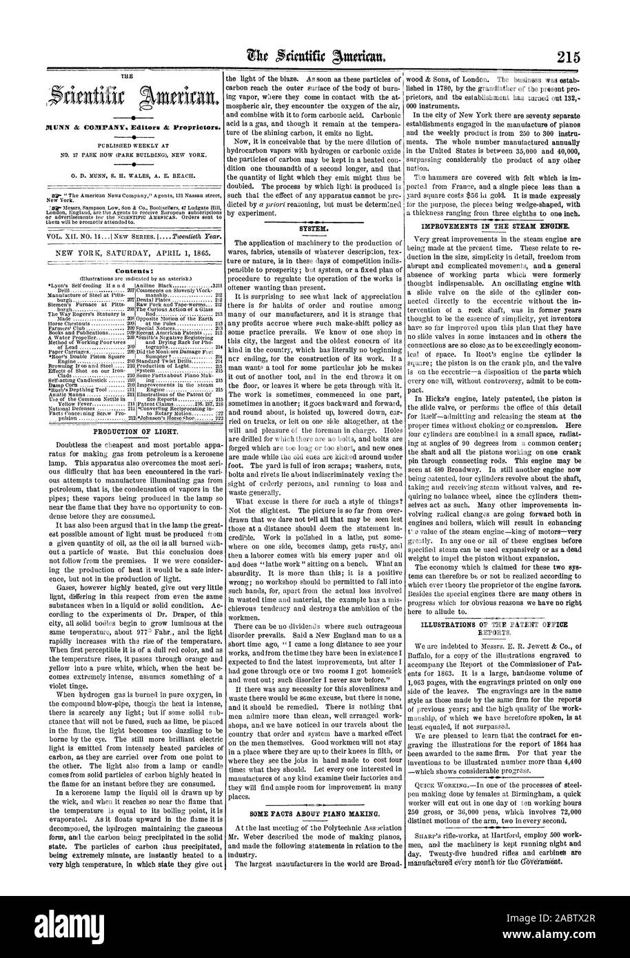 La fièvre jaune 2 215 216 217 218 demandes de brevets faits Annuler Scrim ning Pro à mouvements rotatifs F 22, Scientific American, 1865-04-01 Banque D'Images