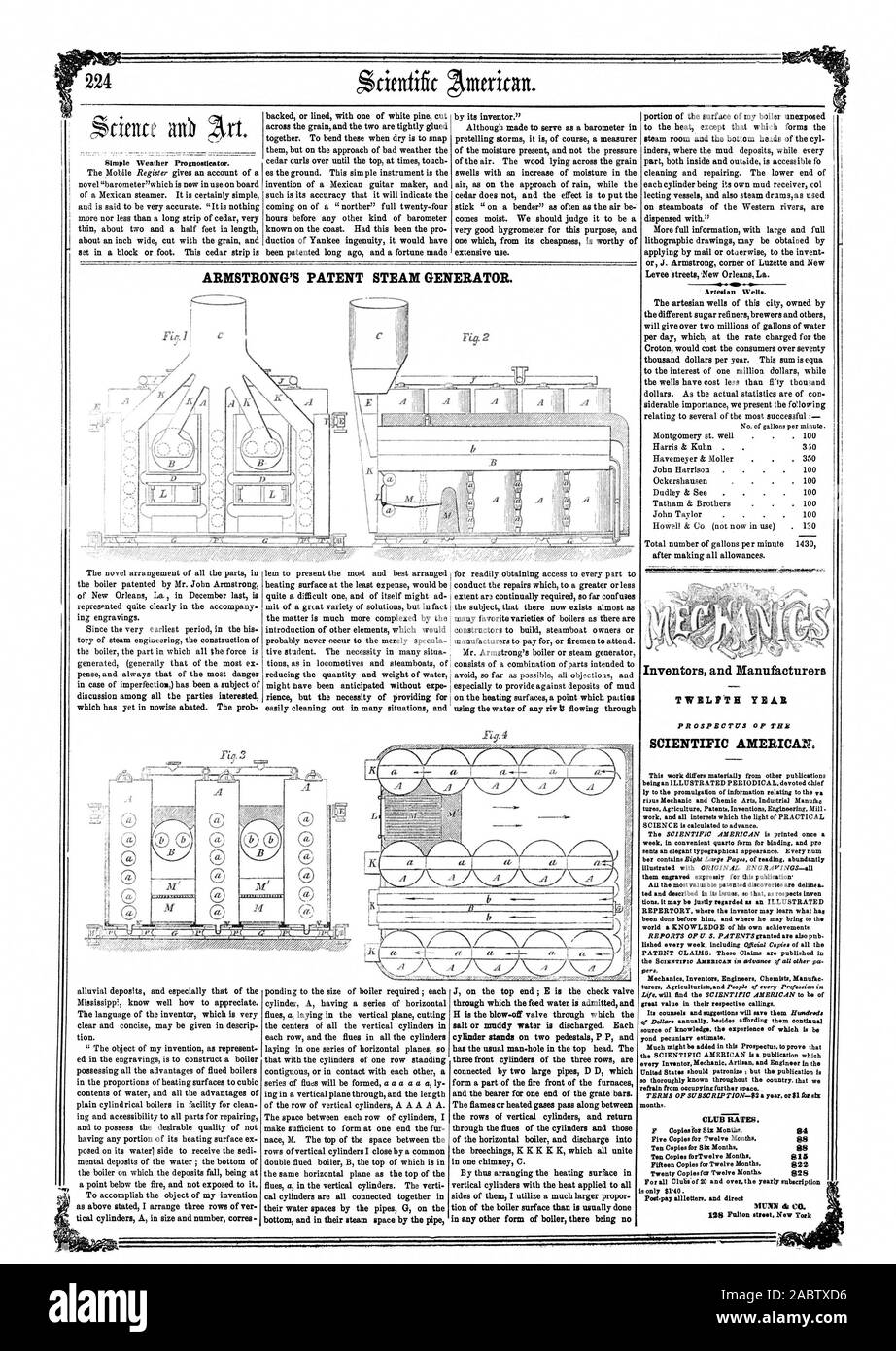224 Météo Simple Mariexxme. Les puits artésiens. Les inventeurs et les fabricants d'année TWICLPTIL et ARMSTRONG'S PATENT GÉNÉRATEUR DE VAPEUR. SCIENTIFIC AMERICAN. CLUB BATES Pon.payer &Mette. et direct MUNN & Co., 1857-03-21 Banque D'Images