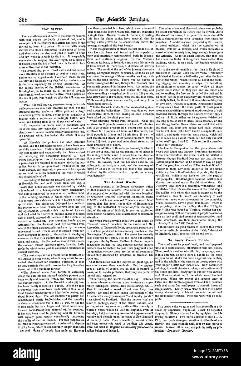 L'ancienne épave. Pour appliquer le vernis., Scientific American, 1865-10-21 Banque D'Images