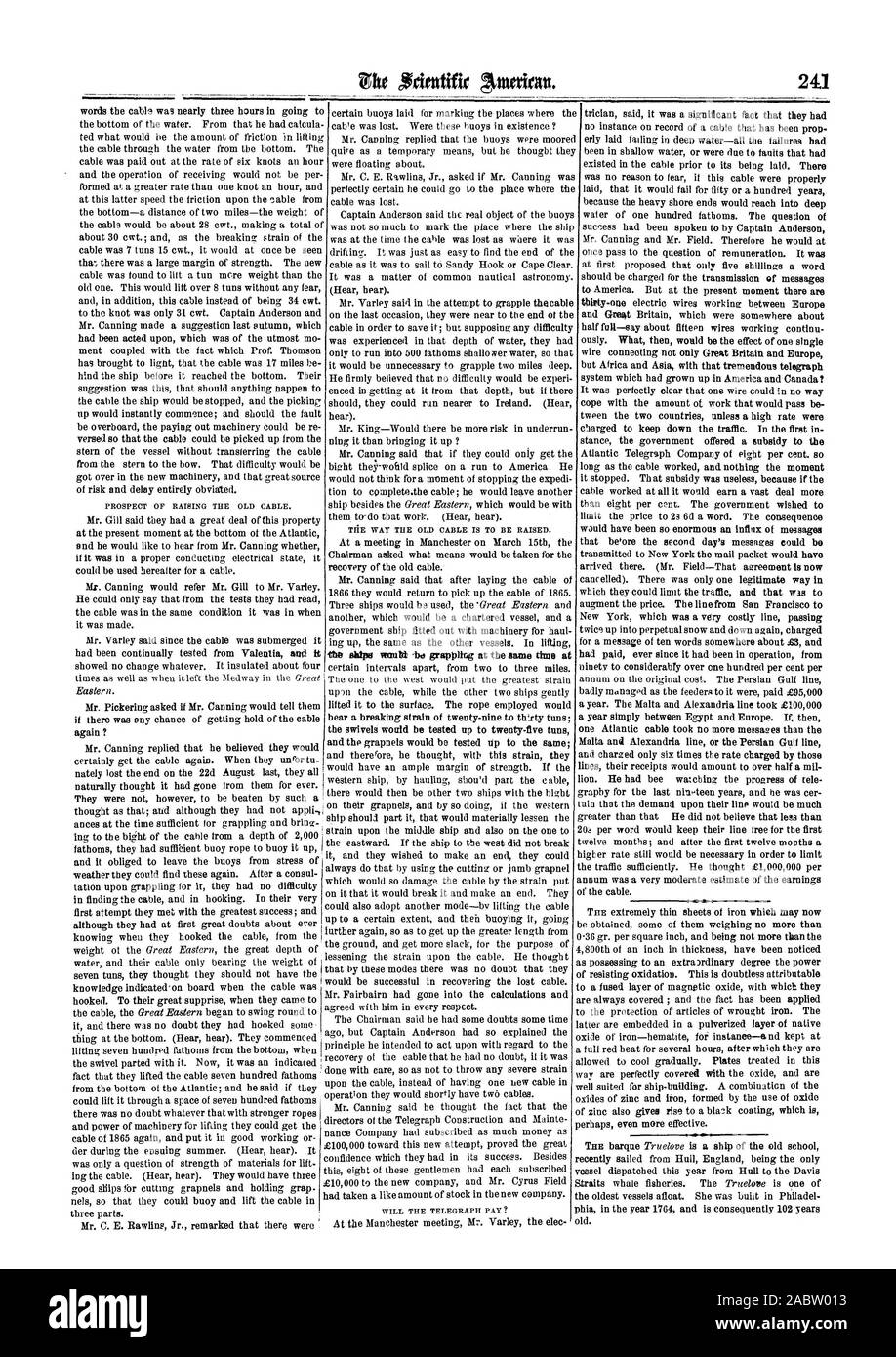 Oxydes de zinc et de fer formé par l'utilisation d'oxyde de zinc donne également lieu à un revêtement noir qui est peut-être encore plus efficace. récemment navigué de Hull en Angleterre étant le seul navire dépêché cette année de Hull à la Davis le plus vieux navires à flot. Elle était buitt Philadel dans la LRMP en l'année 1764 et est par conséquent 102 ans., Scientific American, 1866-04-14 Banque D'Images