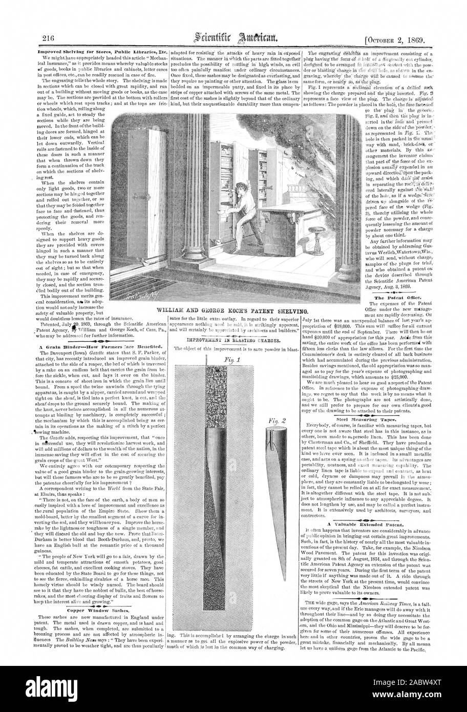 Wifi et LLIAfrI GEORGE KOCH'S PATENT SHELVI NG, Scientific American, 1869-10-02 Banque D'Images