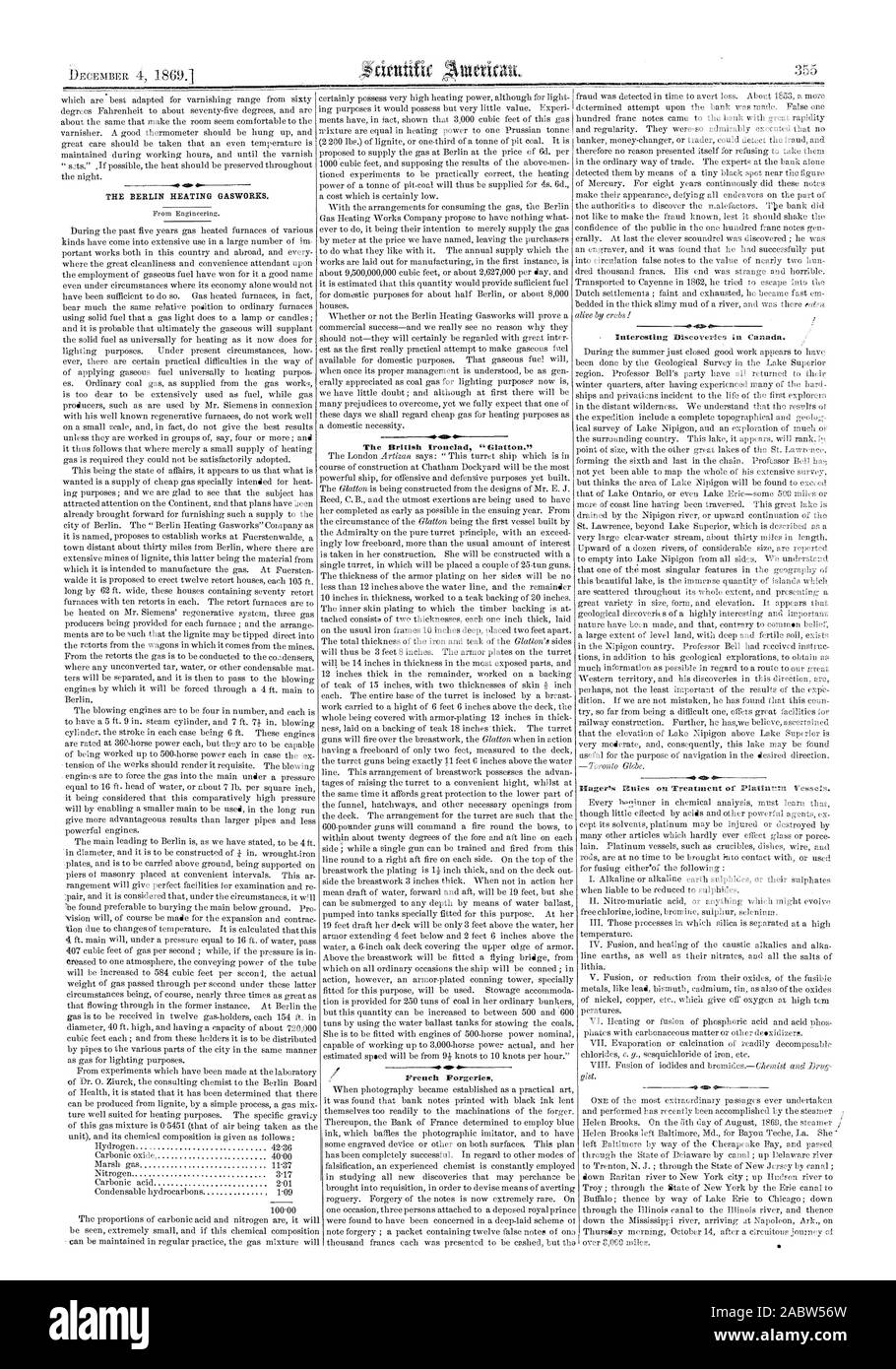 Faux. française, Scientific American, 1869-12-04 Banque D'Images