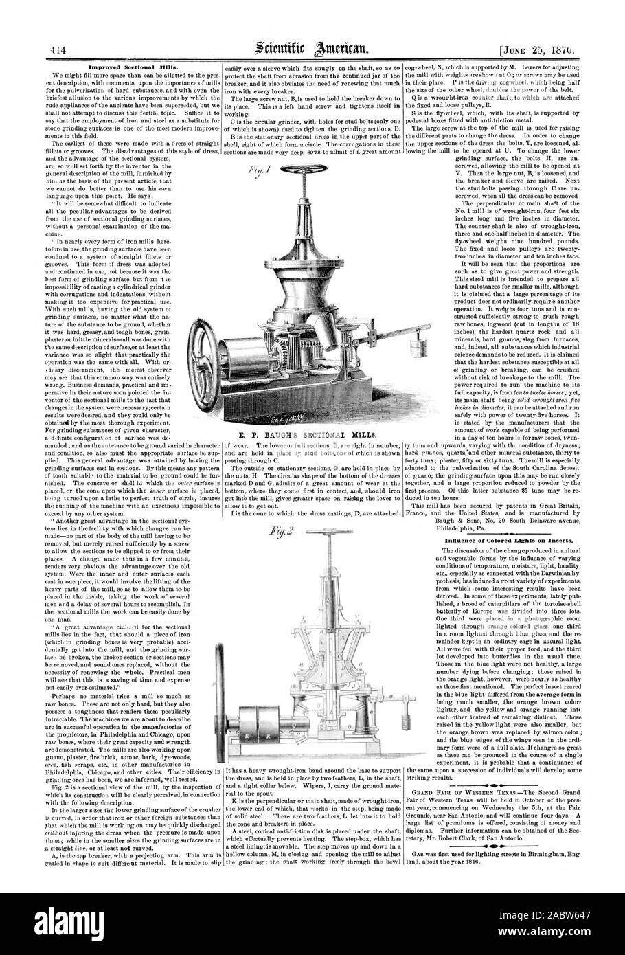 E. P. BAUGH'S MILLS EN COUPE. 4, Scientific American, 1870-06-25 Banque D'Images