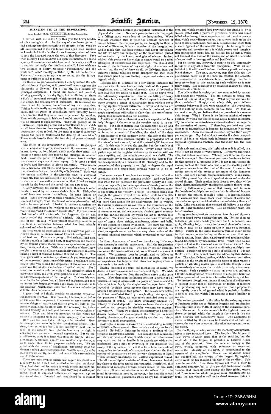 Je portais avec moi pour les Alpes cette année, la lourde charge de travail de ce soir. Dans la manière de nouvelle enquête, je n'avais rien suffisamment complètes pour être présenté devant vous ; et tout ce qui restait pour moi a été de revenir à ces résidus comme j'ai pu trouver dans les profondeurs de la conscience et hors d'eux pour faire tourner les fibres et tissent la trame de ce discours. Enregistrer à partir de la mémoire je n'avais pas d'aide directe sur les montagnes ; mais aussi de stimuler les émotions dont tant de choses dépendent ainsi qu'à nourrir indirectement l'intelligence et la volonté J'ai pris avec moi deux volumes de poésie '' Farbenlehre de Goethe et le travail sur Banque D'Images