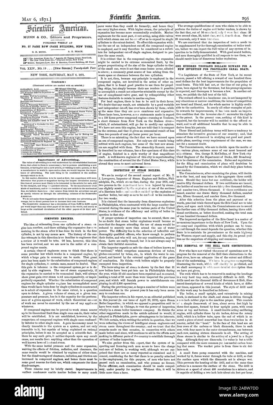 Publié CHAQUE SEMAINE AU N°37 PARK ROW (PARK) NEW YORK. 0. D. MUNN. A. E. BEACH. ' Le New York News Co.' 8 rue de New York. Matières : (articles illustrés sont marqués d'un astérisque) de la santé ? 296 287 nouveaux Instrument télégraphique Bartlett et Boomer's Extension cent mille dollars Hemmer récompense 287 288295 Carotine 290 "Préservation de la viande 293 charbon dans le territoire du Wyoming 297 Prévention de la rouille 288 moteurs composé 295Seifert Balaaced-394 soupape de vapeur Crampton's appareils pour brûler schuurmans : la conception de la poussière de charbon 290 292 lug tailles standard pour les rails 293 les masses et les alcalis Banque D'Images