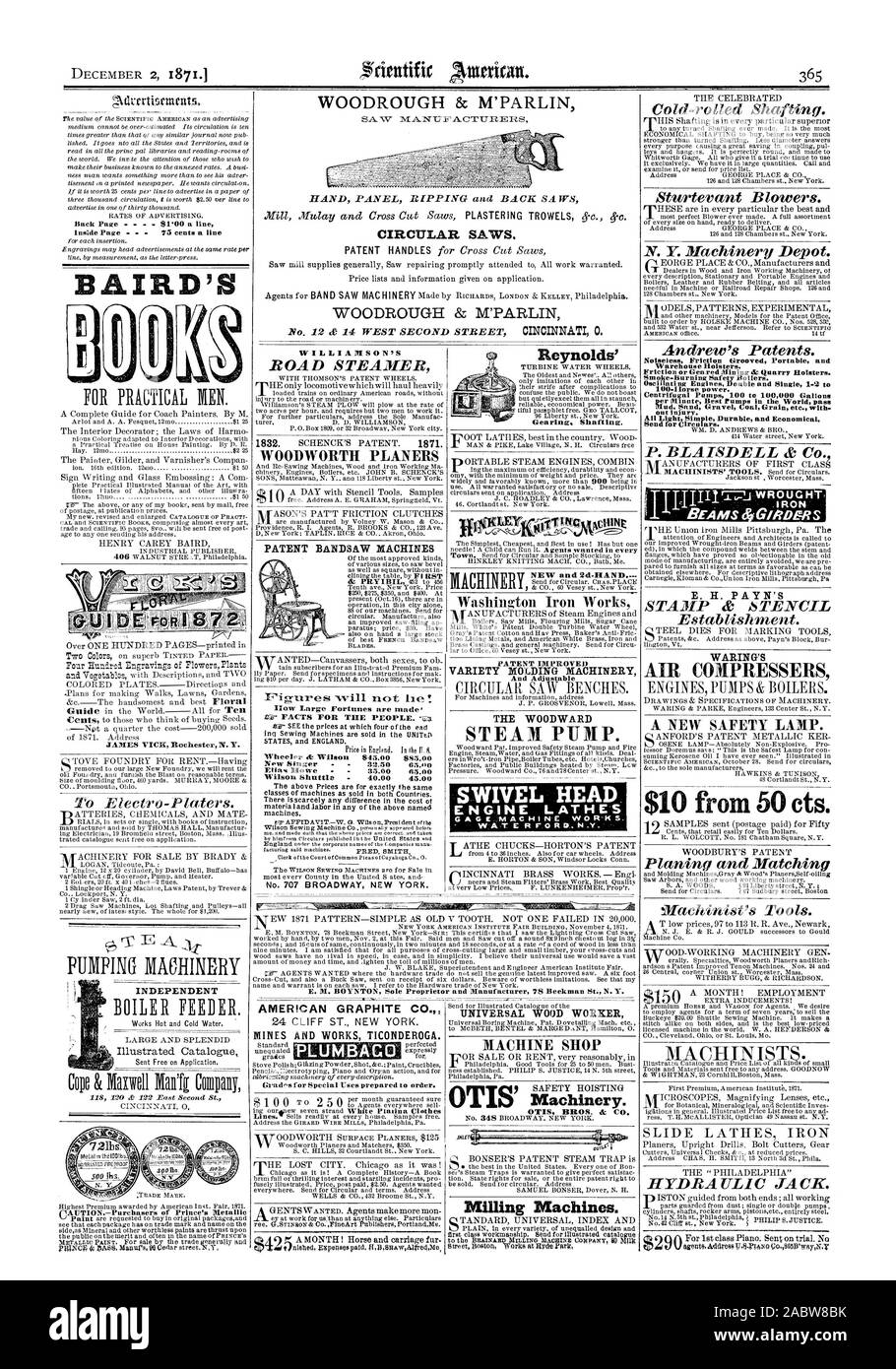 WOODROUGH WOODROUGH WPARLIN 8C & M'PARLIN Dernière page 8100 une ligne BAIRD'S GRANDE ET SPLENDIDE PIC DE WOODWORTH RABOTEUSES SCIE BREVET MACHINES AMERICAN GRAPHITE CO." Catégorie.s pour usages spéciaux préparés sur commande. L'engrenage de Reynolds. D'ARBRE Washington Iron Works et AMÉLIORÉ DES BREVETS LA POMPE À VAPEUR réglable. Tête pivotante. Les TOURS DU MOTEUR ' VVAT E R FORD.N.Y. Bois de la machine universelle travailleur Machines des ateliers. OTIS. RHOS & CO. Les machines de fraisage. La friction silencieux et Portable étuis d'entrepôt. La friction ou orienté Mining & Smoke-Burning Carrière Holsters chaudières Sécurité. Moteurs oscillants et double Banque D'Images