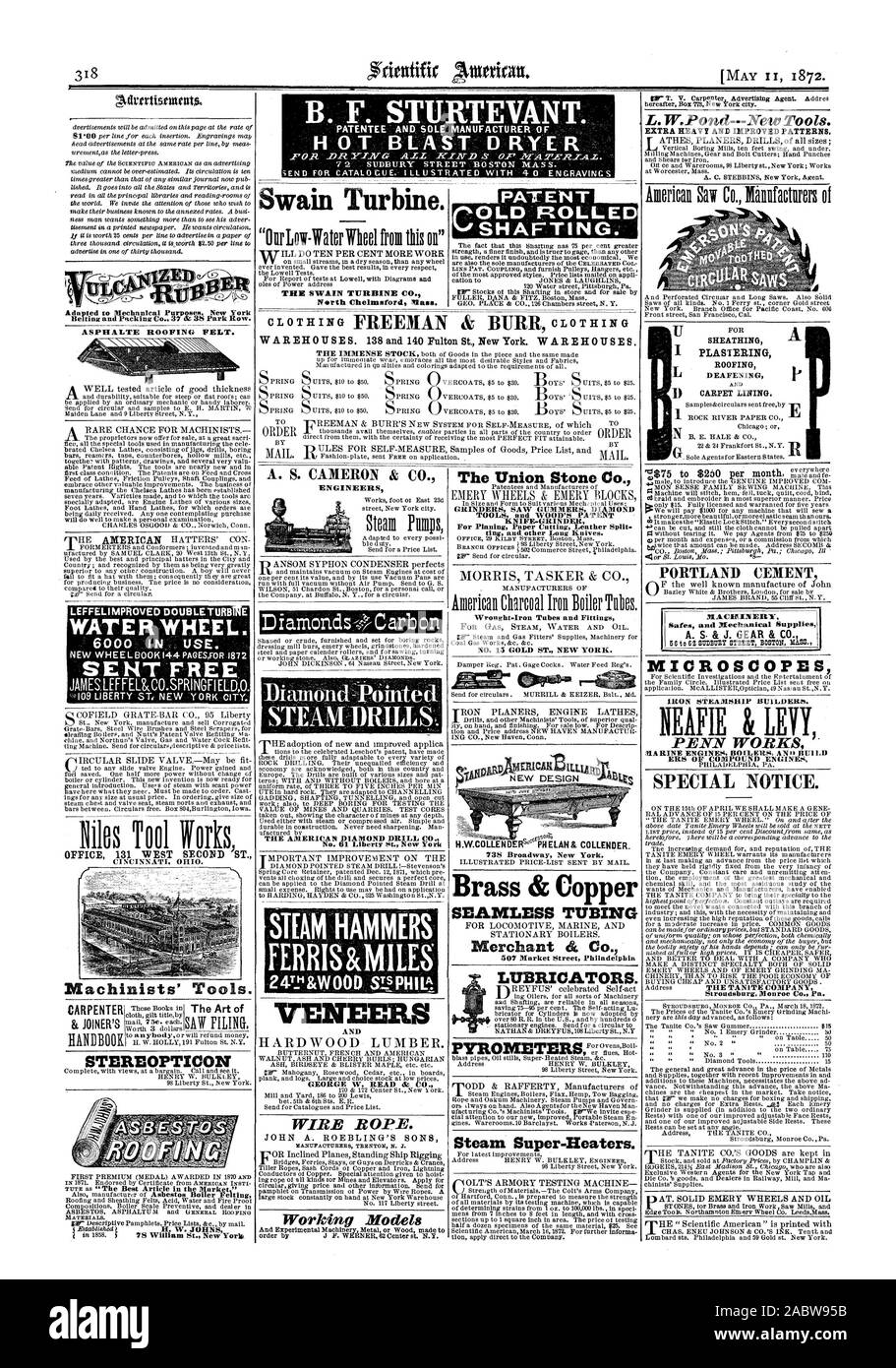 B. F. STURTEVANT. A. S. CAMERON & CO. Diamond - Pointe d BRILLS À VAPEUR . L'AMERICAN DIAMOND DRILL CO. No 61 Liberty St. New York des marteaux À VAPEUR FERRIS &MIES 24T SLsPHILft H&Bois et placages de George W. READ & CO. CÂBLE MÉTALLIQUE. Modèles de travail l'Union Stone Co. BROYEURS VU GUNNERS DIAMOND TOOLS ET LE BREVET DE BOIS COUTEAU-G1tINDE1t et d'autres longs couteaux. Tubes et raccords Wrought-Iron or no 15 ST. New York. L.W.PondNew Outils. Les modèles extra-lourdes et l'amélioration de Stroudsburg Monroe Co. Pa adapté à des fins mécaniques. New York et courroies Packing Co. 37 & 38 Park Row. ASPHALTE GOUDRONNÉ Banque D'Images