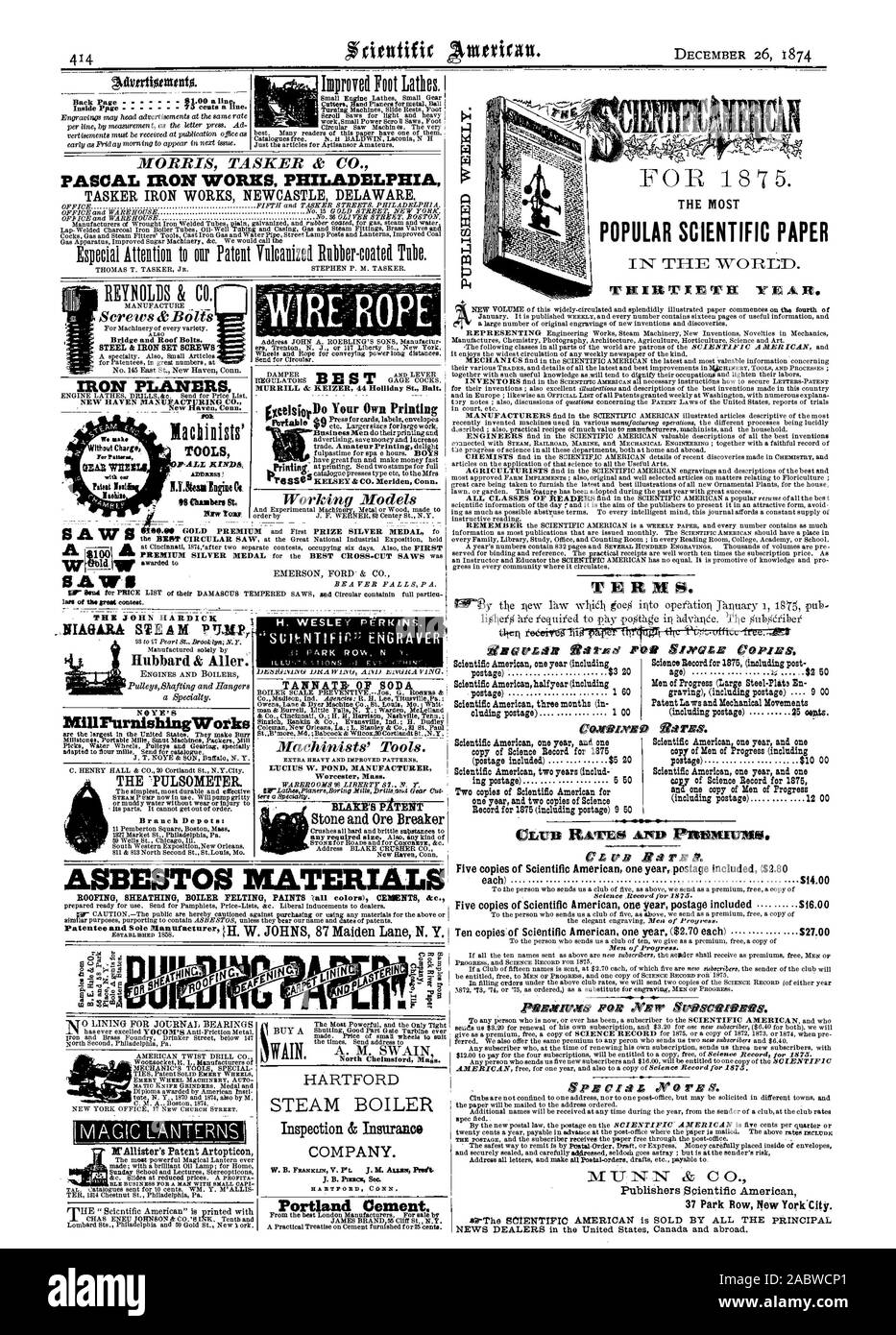 414 MORRIS TASKER & CO. PASCAL IRON WORKS IRON WORKS TASKER PHILADELPHIE NEWCASTLE DELAWARE. Vis et boulons RABOTEUSES FER MANUFACTURING CO. DE NEW HAVEN New Haven (Connecticut) Modèles de travail OUTILS SCIES S UN MT SG LE JOHN Hubbard & HARDICK Aller. La PULSOMETER. Les dépôts de la direction générale de l'AMIANTE : EMERY AUTO MACHINES ROUE ltr Allister's Patent E Artopticon» 3 ell fht sus 4° PO R SINGIZZ opivies C'Scientific American un an (y compris l'âge) de l'Américain scientifique semestre (port compris) . 1) cale sèche 60 (port compris) 9 00 Les lois sur les brevets et les mouvements mécaniques de l'Américain scientifique trois mois (en Banque D'Images