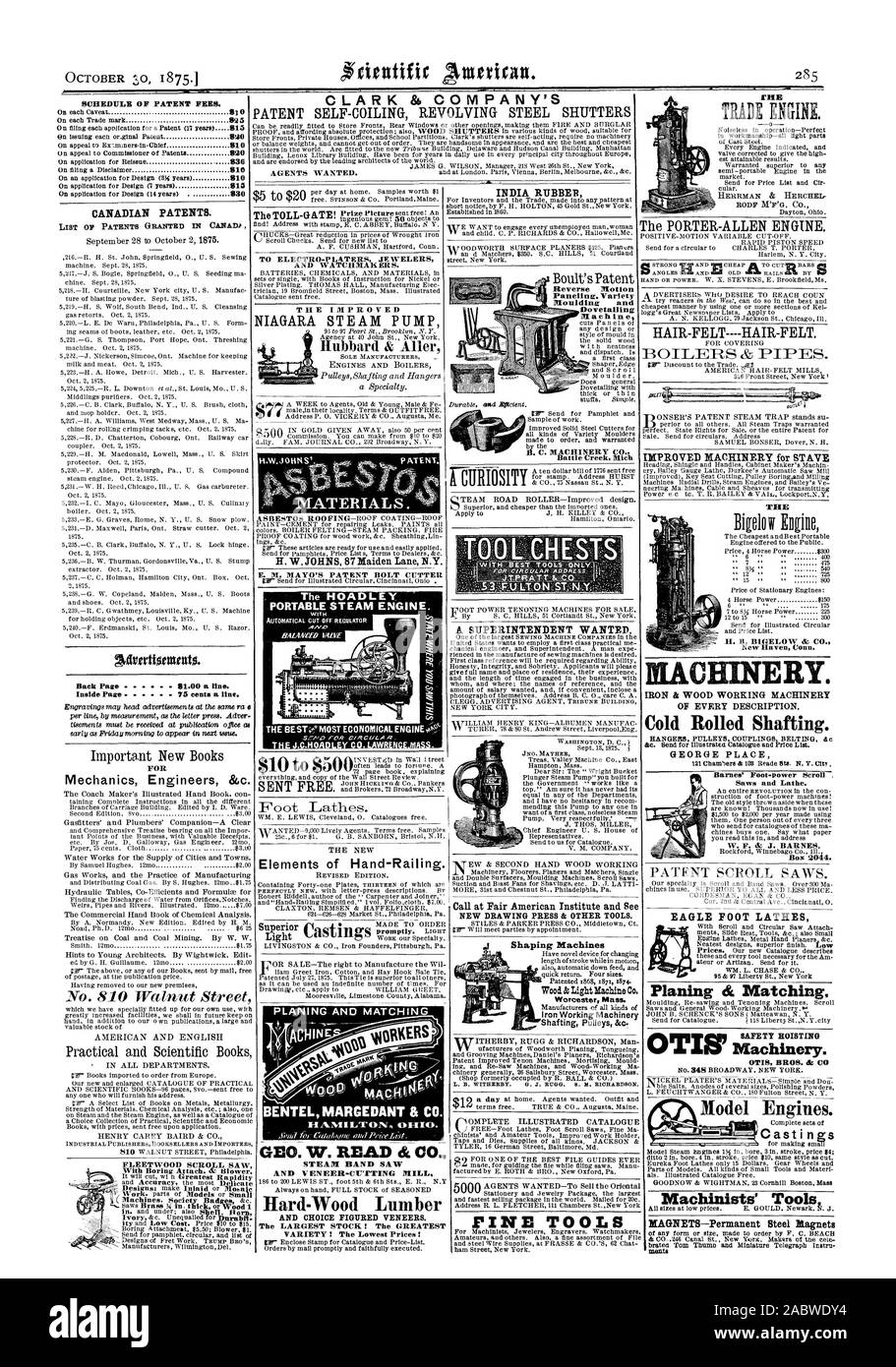 Un choix pratique Collection de livres scientifiques et économiques avec des prix envoyé gratuitement sur demande. 5000 a vu du scrotum avec plate fixer. & La soufflante. - Envoyer de circulaire brochure et liste de fabricants. WilmingtonDel, Scientific American, 1875-10-30 Banque D'Images