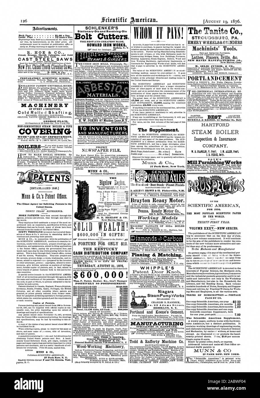 AdvatiotitentO. Retour à l'intérieur de la page 1,00 $ Pcie une ligne. 75 c. la ligne. R. HOE & CO. Grand Broome Sheriff Colombie-britannique et rues d'or New York. Scies en acier moulé de l'ÉCOLE DE MACHINES SCIENTIFIQUES PRÉPARATOIRES CHAQUE DESCRIPTION GEORGE PLACE CHAUDIÈRE À VAPEUR NON COMBUSTIBLE ET TUYAU CHAUDIÈRES couvrant la plus ancienne agence pour solliciter des brevets aux États-Unis. Des copies des brevets. MUNN & CO. DU Stationary-Die Revolving-Die SCHLENKER et coupe-boulons. Les MEILLEURS ET LES MOINS CHERS. HOWARD IRON WORKS Buffal N. Y. T RogHT Feutres Revêtement Doublure Vermin-Proof &e. H. W. JOHNS 87 Maiden Lane.N.Y. Parfait ET LES FABRICANTS Banque D'Images