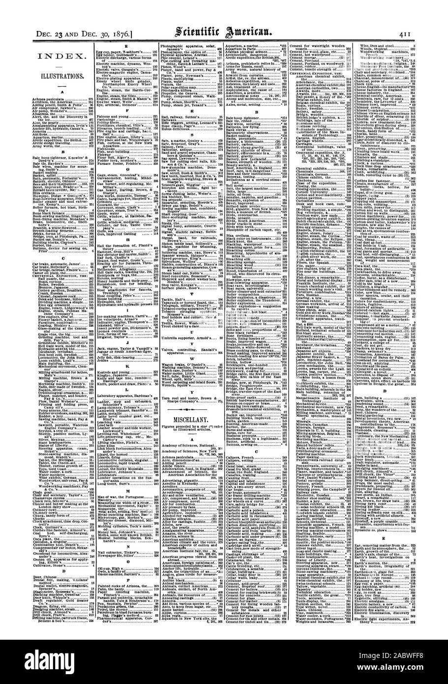 Déc. 23 et déc. 18761 30 D E 0 B, Scientific American, 1876-12-23 Banque D'Images