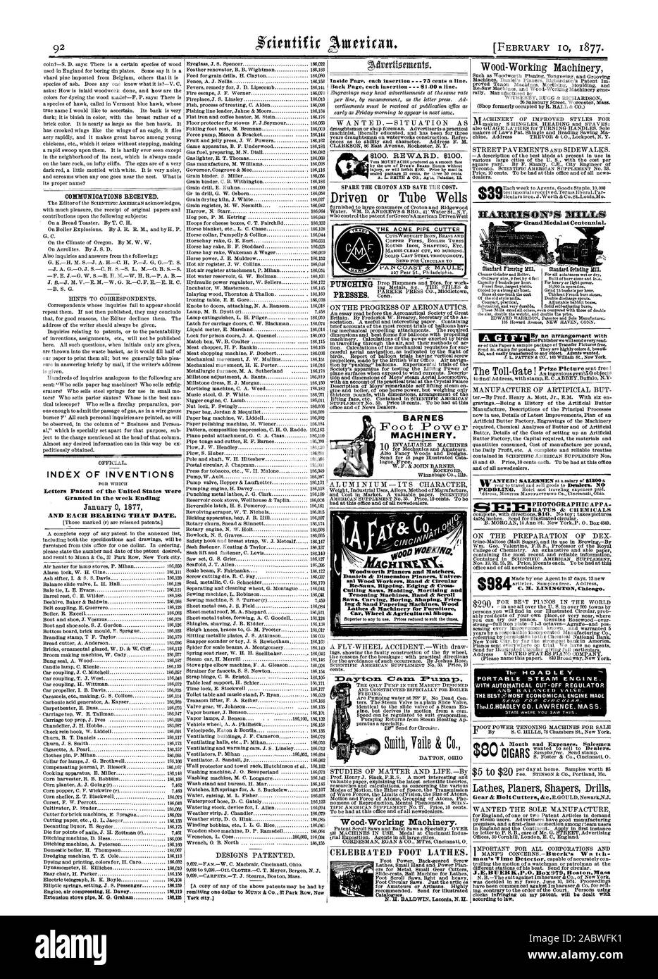 92 COMMUNICATIONS REÇUES. INDEX DES INVENTIONS Lettres patentes de l'United States étaient 0 JANVIER 1877 ET CHAQUE ROULEMENT CETTE DATE. York 047,1 Page intérieure chaque insertion - 75 cents la ligne. Retour Page chaque insertion - 1,00 $ par ligne. 8100. Récompense. 8100. BARNES MACHINES. Wood-Working sur machines ou puits du tube le coupe-tube ACME - v.VC Woodworth et raboteuses et WorkersBand comparateurs sal bois de coupe circulaire. Moulage scies mortaiseuse et Tenonnage Bande Machines Scies Défilement dr Carving plate forme frites. lug & Sand de tapisser des tours et machines Bois Machines pour le mobilier Roue dr Banque D'Images