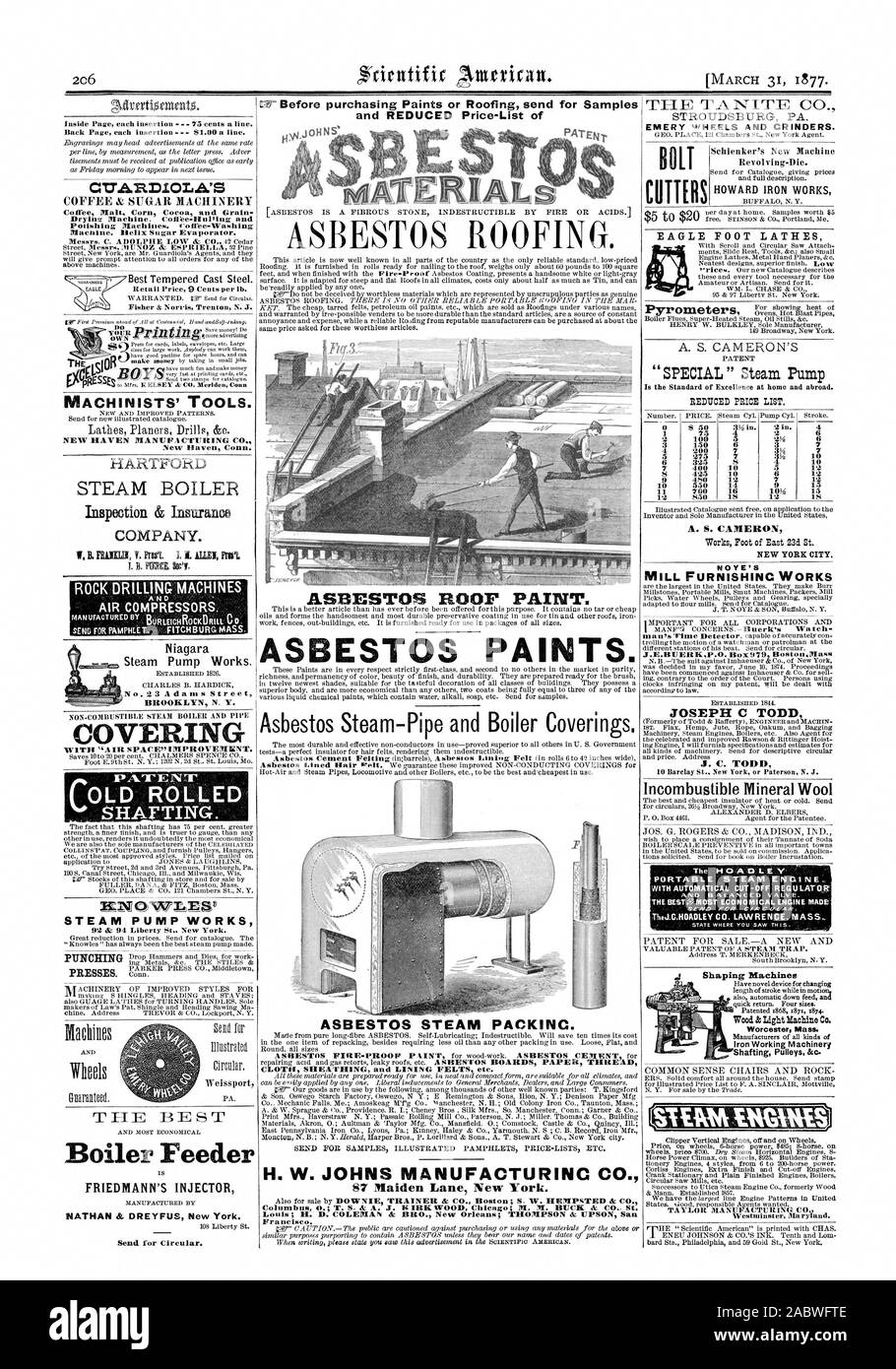 Tours à pied EAGLE LISTE DES PRIX RÉDUITS. EMERY ROUES ET broyeurs. Travaux publics Pied de East 23d St. NEW YORK CITY. Remarque'S MILL FURNISHINC TRAVAILLE J. C. TODD JOS. G. ROGERS & CO. MADISON IND. Les COMPRESSEURS D'AIR FABRIQUÉ PAR Q 'ENO POUR .4 VLAR. TheJ.C.CO. HOADLEY MASSE LAWRENCE Machines Worcester Mass. Fer à repasser machines de travail transmission poulies &c. Chaises DE BON SENS ET DE LA ROCHE MÈRE AMIANTE MIMS de toiture. La peinture du toit de l'amiante. CT712)10L1:S NEW HAVEN MANUFACTURING CO. New Haven Connecticut) Steam-Pipe d'amiante et de chaudière. NATHAN & DREYFUS New York. Louis ; H. D. COLEMAN Ac FR. La Nouvelle Orléans ; THOMPSON Banque D'Images