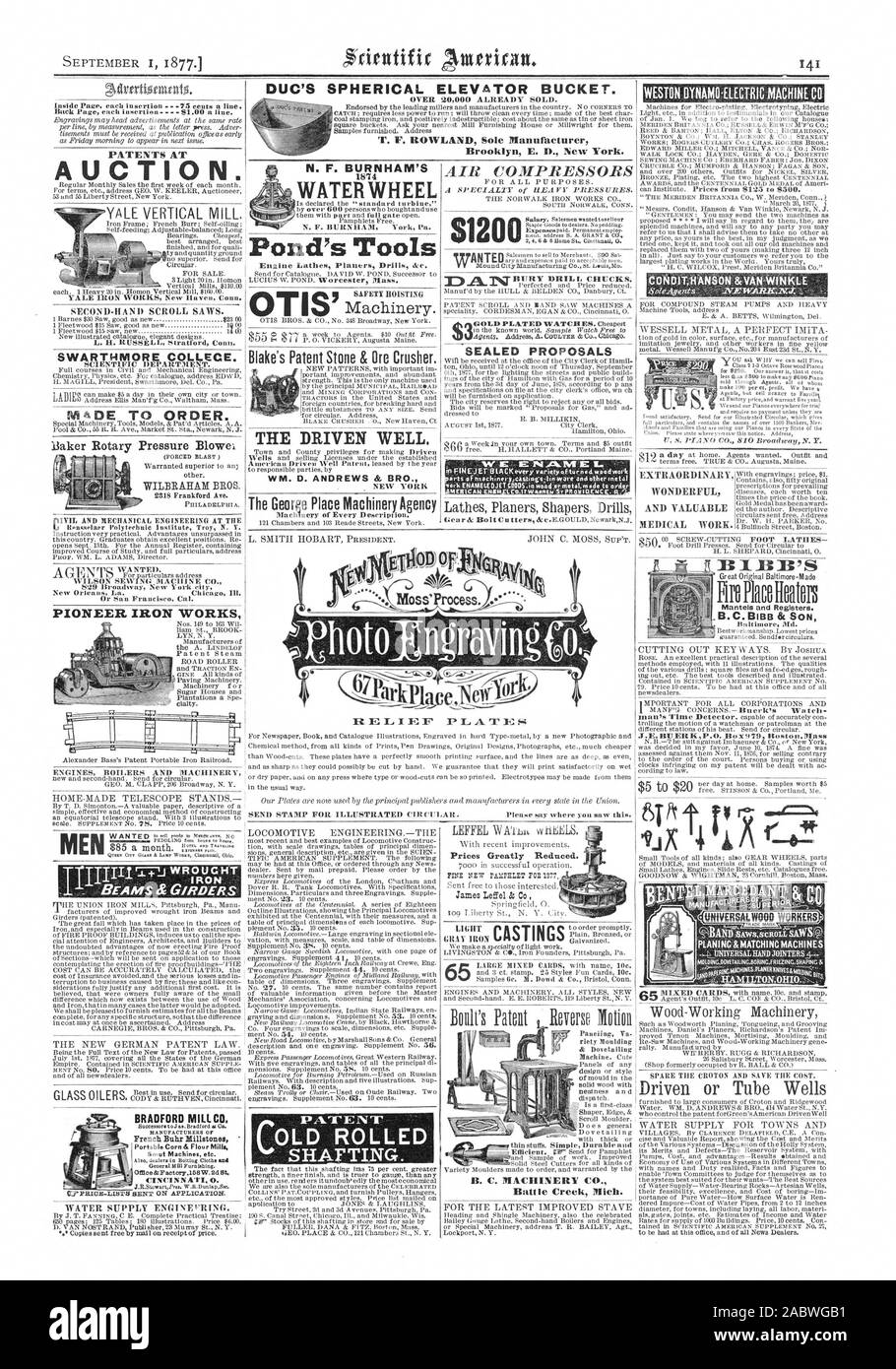 Maisons et plantations de sucre un Spe cialty. WESSELL METAL UNE PARFAITE IMITA et précieux travail médical. Avec gravure prix $1. Le Dr W. H. Parker n° 4 rue Bulfinch Boston. Mantels et registres. Plus de 20 000 déjà vendus. T. F. ROWLAND seul fabricant E. D. Brooklyn New York. 4tP Moss'Processus. 61.10gee end164 CHAUDIÈRES ET MACHINES MOTEURS PIÈCES DE L'CROTON et économiser le coût. 1877 SCIENTIFIC AMERICAN INC, 1877-09-01 Banque D'Images