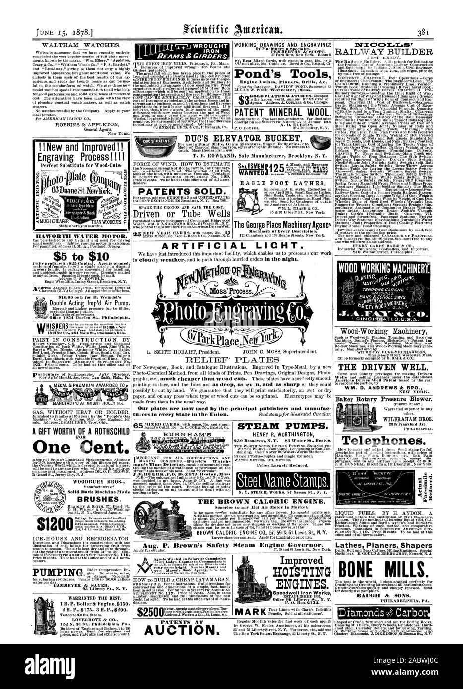 Poutres forgé &RDERS !LES DESSINS ET GRAVURES de machines une spécialité. PEMBERTON & SCOTT Pond's tours moteur Outils Perceuses fraiseuses &c. La LAINE MINÉRALE DES BREVETS. A. D. ELBERS CIC POUR LA VAPEUR DU GODET ÉLÉVATEUR POMPES. '239 Broadway New York 83 WaterSt. Prix réduit en grande partie de Boston. Les TOURS À PIED AIGLE George Place Machinery Agency Machineryof chaque description. . Processus d'Moss. Un Cent. $1200 CAMMEYER & SAYER 93 Liberty St. N. Y. BREVETS vendus. Le Burnham bien mené. WM. D. Andrews et FR. New York. Soufflante rotative Baker. WILBRAHAMBROS Téléphones. Les ponceuses tours OS Shapers MILLS Banque D'Images