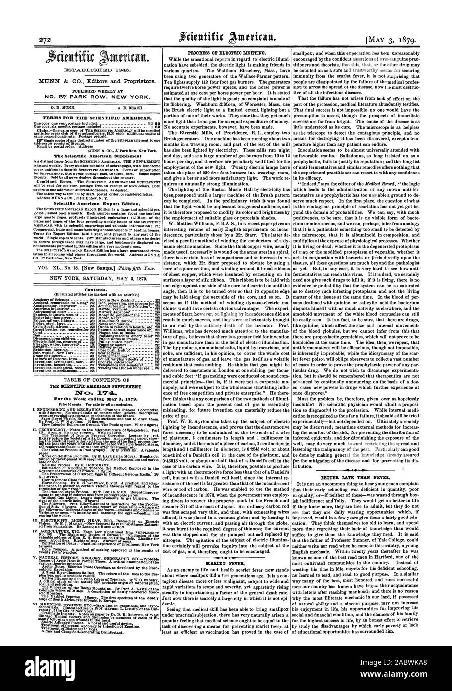 1845. No 87 PARK ROW NEW YORK. 0. D. M1TNN. A. E. BEACH. Conditions pour l'Américain scientifique. gratis pour chaque club de Bye abonnés à 83,20 ; chacune des copies supplémentaires au même taux proportionnel. Port payé. Verser par mandat postal. L'adresse Scientific American Supplement 19 cents. Vendu par tous les marchands de journaux dans tout le pays. des documents à une adresse ou des adresses différentes au choix. La façon la plus sécuritaire de payer est par projet de mandat postal ou lettre recommandée. Répondre MUNN & CO. 37 Park Row. N. Y. Scientific American Édition exportation. Grande chambre pages abondamment illustré (1 Faire place au : Banque D'Images