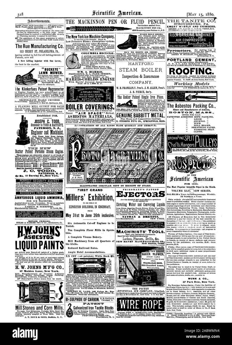 La Rue Co. TONDEUSE. l'hygromètre Brevet Klinkerfues PATERSON N. J. Z. CFE PATE PERSONNE N. J. ou no 10, rue Barclay New York. L'ammoniac liquide anhydre LARKIN &SCHEFFER PRESSES CHAUDIÈRE NYWRItis les peintures liquides Meules et moulins de maïs. J. T. NOYE & SONS Buffal N. Y. Le New York Ice Machine Company Revêtements de chaudière. Première grande exposition des meuniers 3 mai I er au 26 juin inclus. tion. Le fer galvanisé attaquer pâtés Providence R. I. BABBITT VÉRITABLE METAL FRIEDMANN'S PATENT .les éjecteurs NATHAN JK DREYFUS MACHINISTES DES OUTILS. New Haven COBB BAKER SURPRESSEUR' LE P1CTET de glace artificielle Banque D'Images