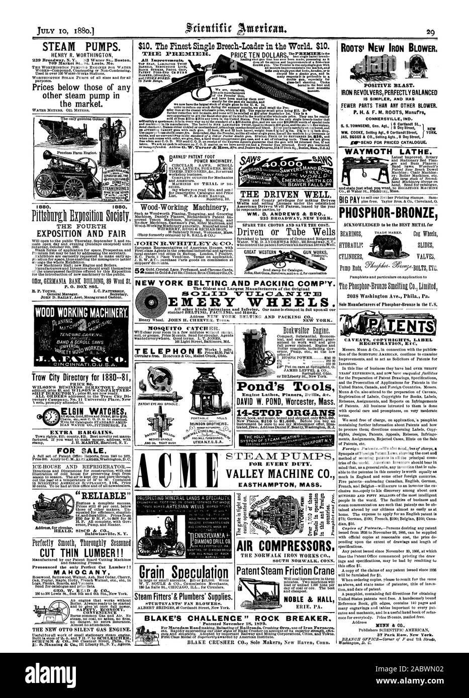 Reconnu pour être le meilleur métal pour 2038 Washington Ave. Phila. Les fabricants de Phosphor-Bronze Pa. seul dans le LS. Enregistrement de l'ÉTIQUETTE D'AUTEUR MISES EN GARDE E IC. NUNN & CO. 37 Park Row New York. Machines DE TRAVAIL DU BOIS. P 1880. 1880. La quatrième EXPOSITION ET P. 0 juste. Fort 895. Couper SCIAGES MINCES ! ! Prononcé le seul coupé du bois parfait ! ! GEO en acajou. W. READ & CO. DE LA SÉCURITÉ. Commodité de l'économie LE NOUVEAU MOTEUR À GAZ SILENCIEUX OTTO. La spéculation Grain monteurs vapeur'& Plombiers' des fournitures. STURTEYANTS' VENTILATEURS. Il EitIE NOBLE HALL PA. Les compresseurs d'air. L'IRON WORKS CO. NORWALK NORWALK SUD CONN Banque D'Images