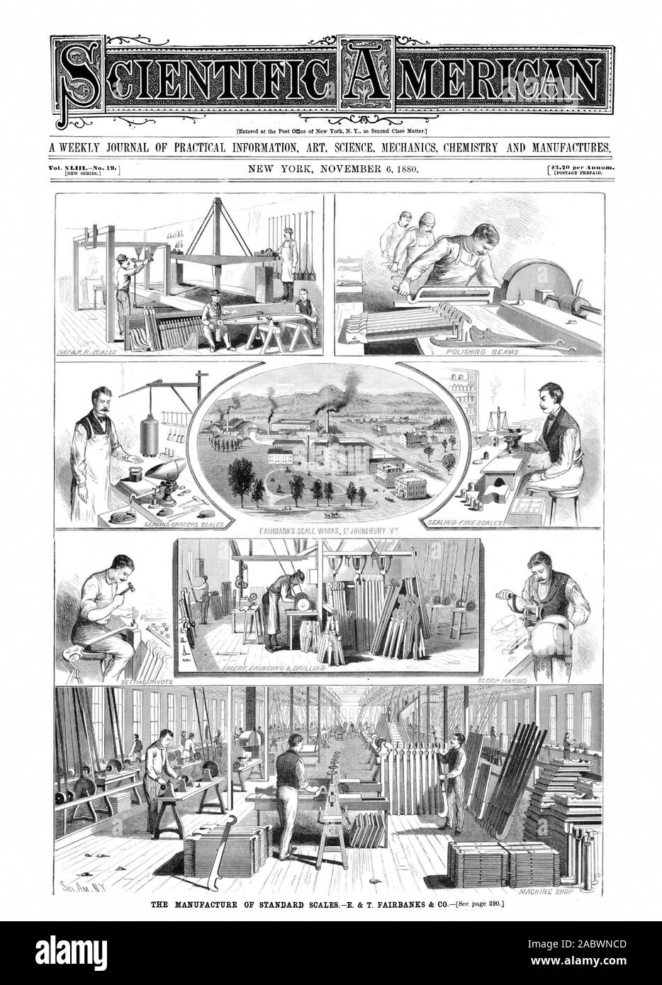 Un journal hebdomadaire D'INFORMATIONS PRATIQUES SCIENCES DE L'ART. La mécanique. Chimie et produits manufacturés. Vol. XLIIINo.19.1, Scientific American, 1880-11-06 Banque D'Images