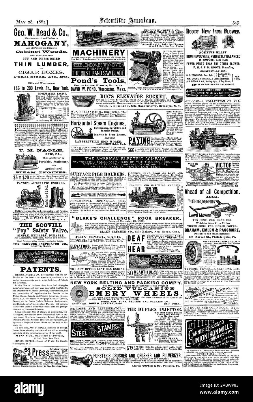 Couper en acajou ET APPUYEZ SUR LES SCIAGES MINCES BOÎTES DE CIGARES 18610200 Lewis St. New York. BOOKWALTER MOTEUR. L'étang de machines outils DAVID W. ÉTANG Worcester Mass. SURFACE HORIZONTALE des moteurs à vapeur LES DÉTENTEURS DE FICHIERS. INITIALSA TITYY ORNEMENTALES COM TIROIR NUMÉRO CAS7E. Le NOUVEAU MOTEUR À GAZ SILENCIEUX D'OTTO. Glacière et réfrigérateur - DOPER'S HAND BOOK DE TERRES ET DE RABOTAGE ET DES RACINES DE 12 $ ! Nouveau FER À REPASSER SOUFFLANTE. Souffle positif. REVOLVERS FER parfaitement équilibrés et moins de pièces QUE TOUT AUTRE VENTILATEUR. CONNERSVILLE IND. 1003 Double DIX TAILLES POUR PART utiliser trois formats pour les chevaux. Les brevetés et Manufactinters 631 Market St Banque D'Images