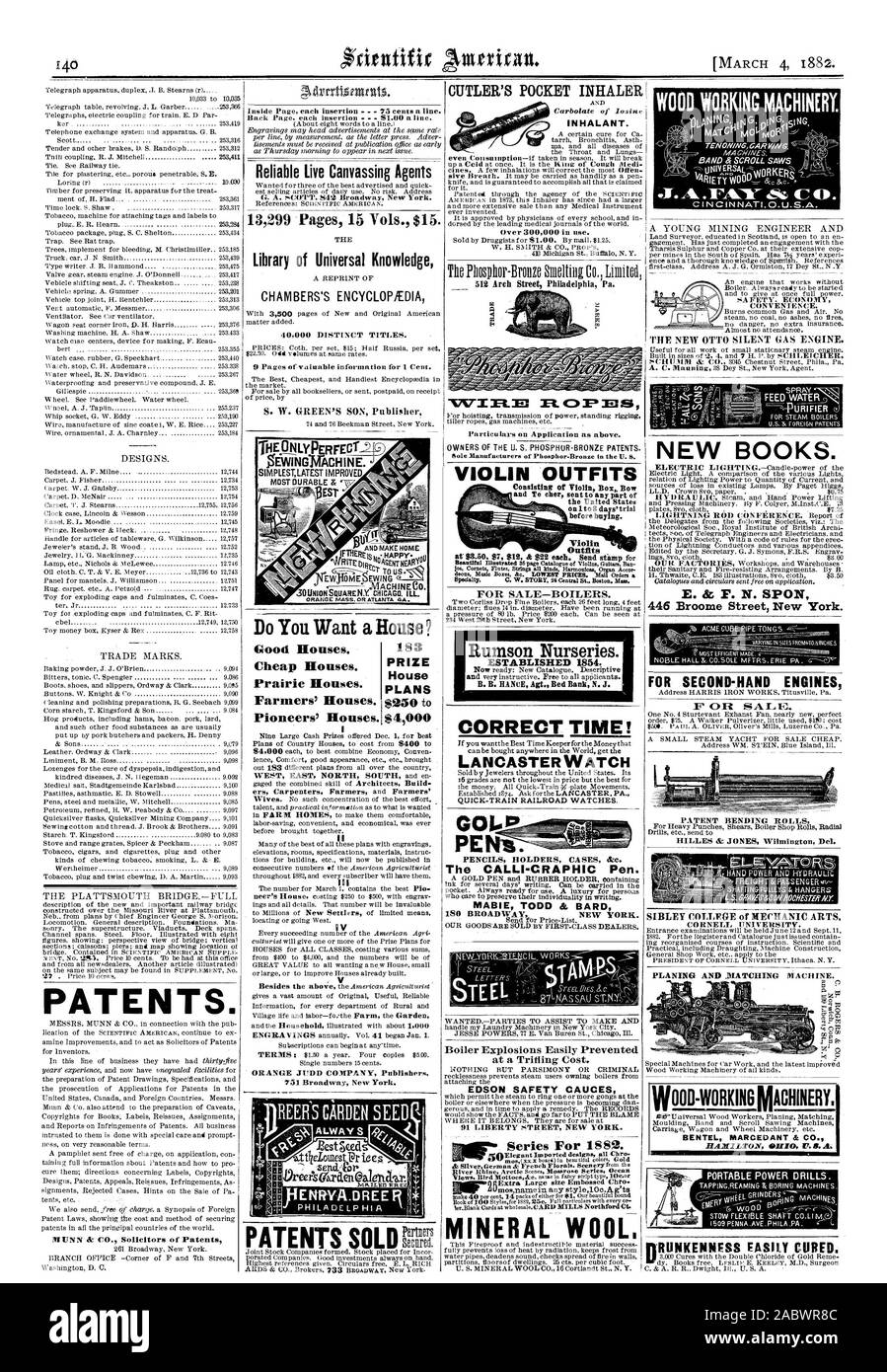 CUTLER'S POCKET INHALER DES SUBSTANCES INHALÉES1. Plus de 300000 en utilisation. Les brevets. Les agents de démarchage direct fiable 13299 pages 15 vol. de 15 $. Bibliothèque du Savoir universel CHAMBERS'S ENCYCLOPEDIA 40000 titres distincts. S. W. GREEN'S FILS Editeur ZerttilGT ENRYA.MEER CRAYONS PHILADELPHIE CAS TITULAIRES &e. MARIE TODD & BARD 180 BROADWAY NEW YORK. Facile à éviter des explosions de chaudières à un coût insignifiant. Les manomètres de sécurité EDSON 91 LIBERTY STREET NEW YORK. Rhin Sc de l'Arctique. Moserome océan Série LAINE MINÉRALE. Machines DE TRAVAIL DU BOIS. Ct. CINCINNATIO.U.S.A. Commodité. Nouveaux livres d'eau d'alimentation. CsEl SA1.1E. A VENDRE- Banque D'Images