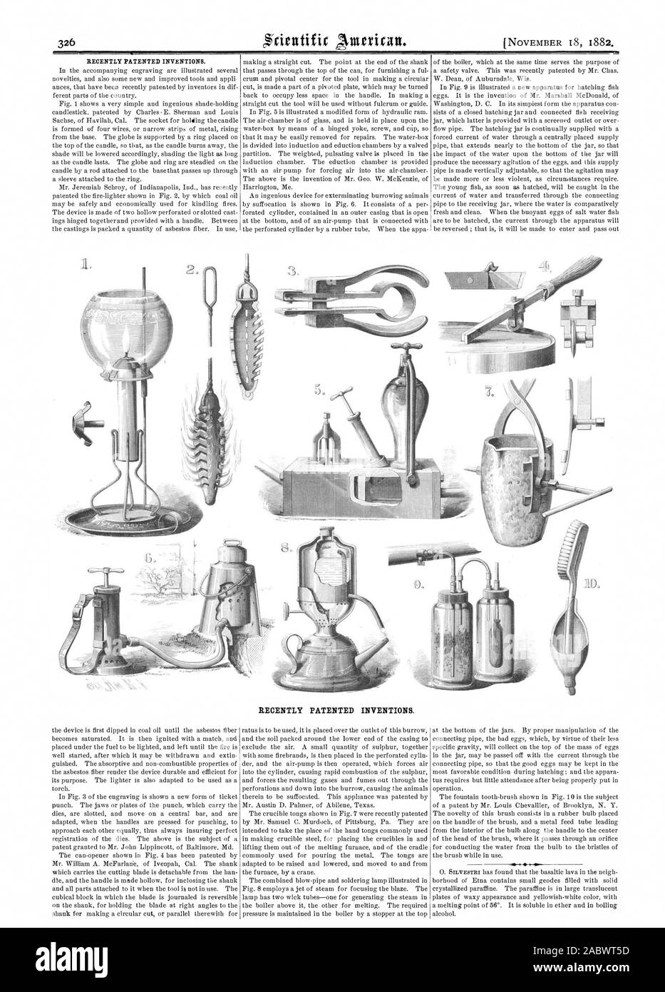 Récemment les inventions brevetées. INVENTIONS BREVETÉES. Récemment, Scientific American, 1882-11-18 Banque D'Images