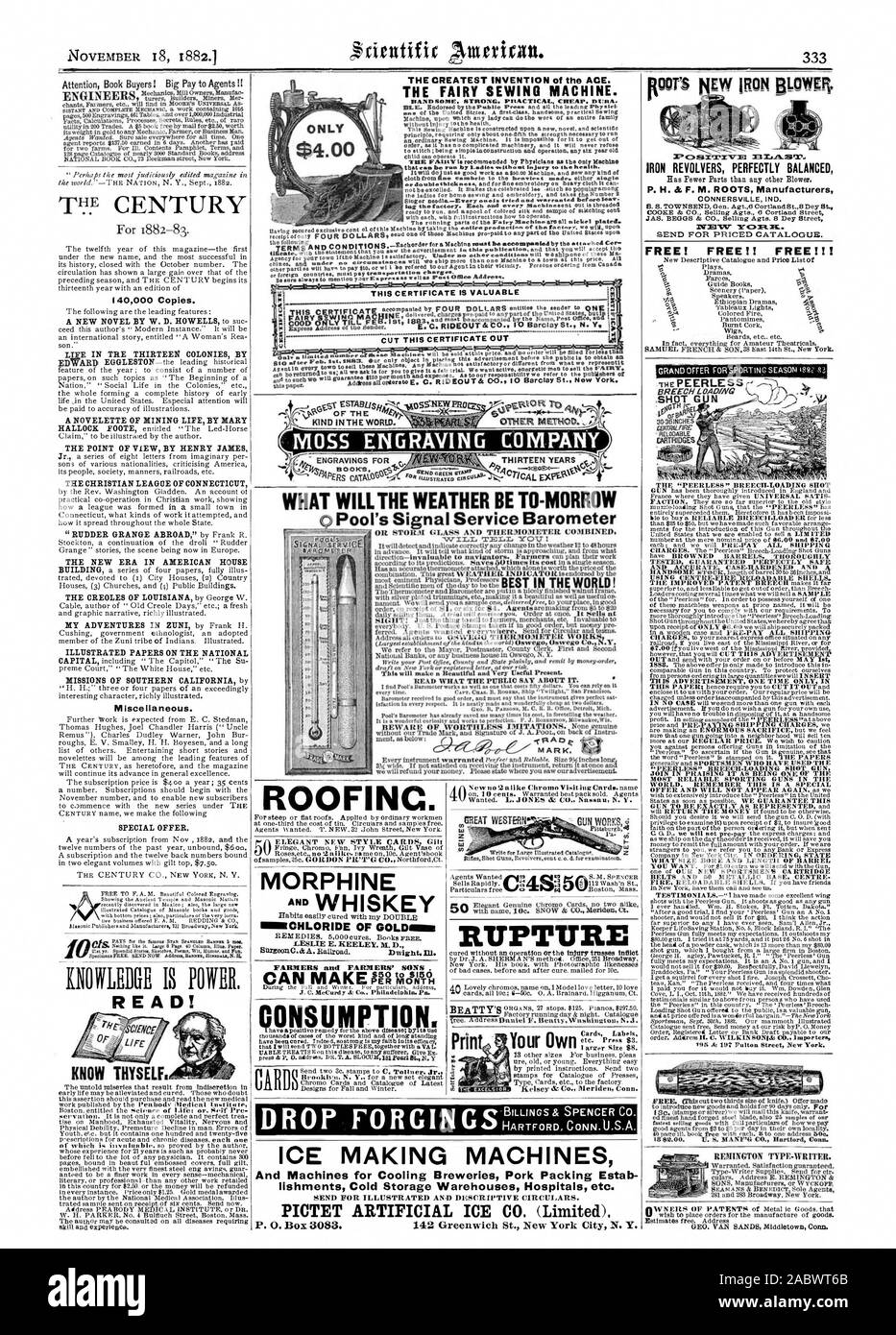 CONNERSVILLE IND. Envoyer à un prix de catalogue. Gratuit ! FREE ! ! FREE ! ! ! Moi LOANQSHOT PEERLESS CULASSE G N RELOBABLE Attention acheteurs de livres ! Les grandes chaînes d'agents ! ! Les ingénieurs de la Ligue CHRÉTIENNE DU CONNECTICUT La nouvelle ère dans l'AMERICAN HOUSE documents illustrés sur les divers. Prin HARTFORD CONN.Ontario Society of Artists MACHINES DE FABRICATION DE GLACE et de machines pour le refroidissement de l'Institut à l'emballage de porc brasseries lishments entrepôts frigorifiques les hôpitaux, etc. envoyer pour l'ILLUSTRATION ET DESCRIPTIF DES CIRCULAIRES., Scientific American, 1882-11-18 Banque D'Images