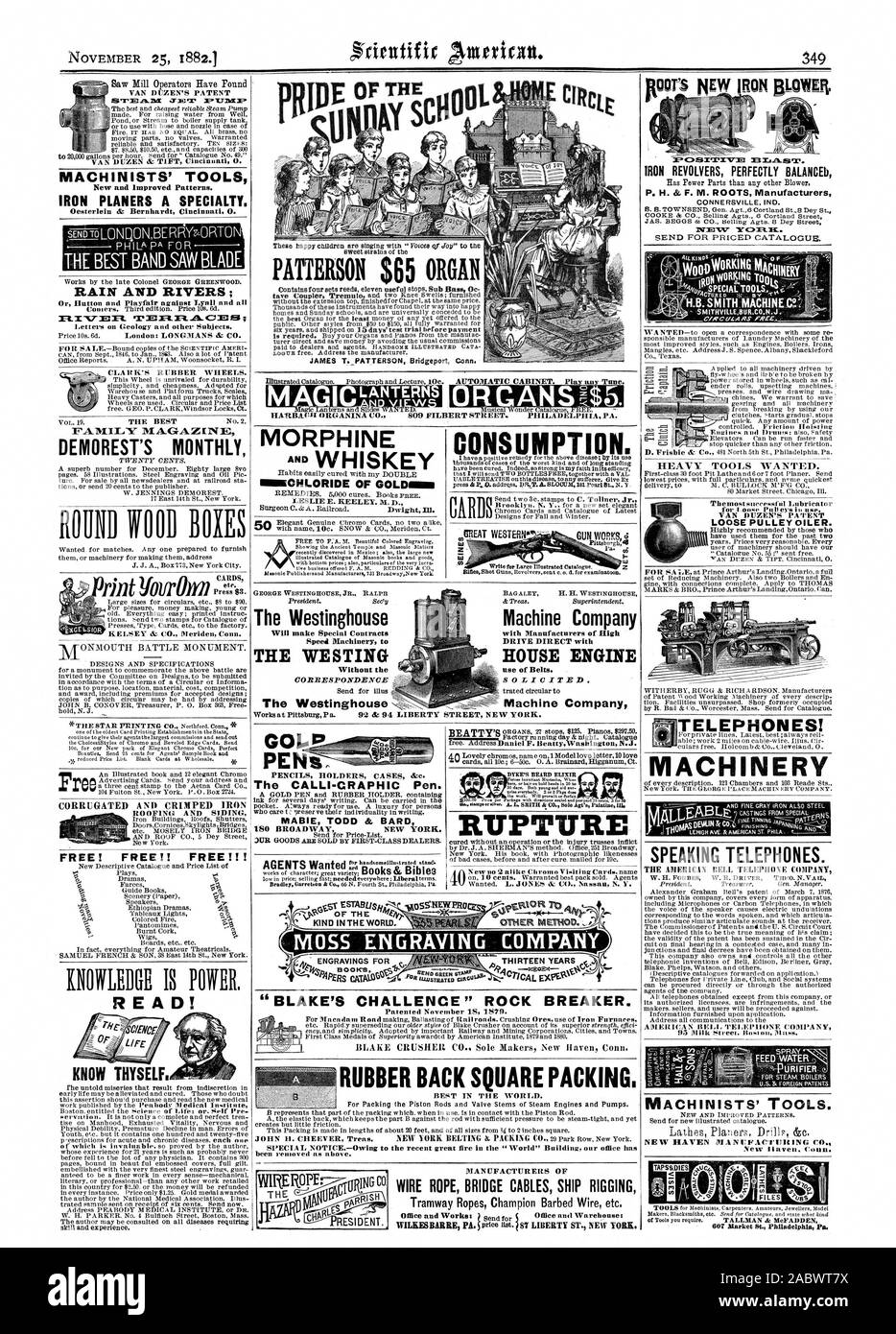 Lettres sur la géologie et d'autres sujets. FAMILY MAGAZINE MENSUEL DE DEMOREST BOÎTES EN BOIS ROND - mcrtket SMiTHviltEN.J.suS.CO. v BEATTY'S Machine Company DUR AVEC MOTEUR DIRECT CHAMBRE CAOUTCHOUC Garniture carrée en arrière. Les FABRICANTS DE CÂBLES PONT À CÂBLE GRÉEMENT NAVIRE GEORGE WESTINGHOUSE JR. RALPH Le Westinghouse fera des contrats spéciaux Machines Vitesse t L'WESTING VAN DUZEN'S PATENT POULIE FOLLE OILER., Scientific American, 1882-11-25 Banque D'Images