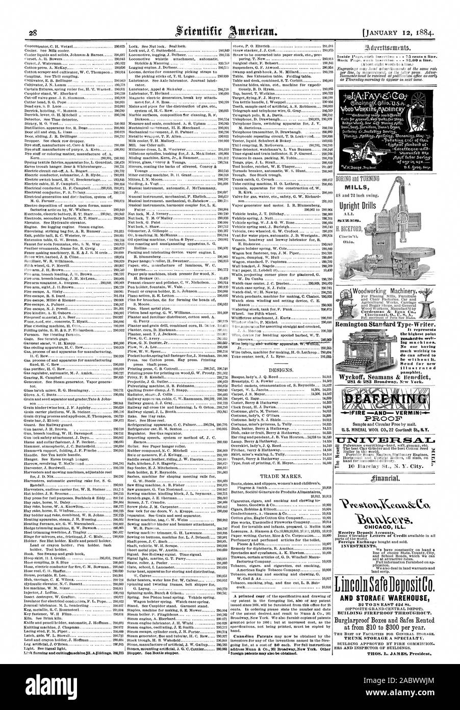 MILLS CHICAG MALADE. Entrepôt de stockage et, Scientific American, 1884-01-12 Banque D'Images