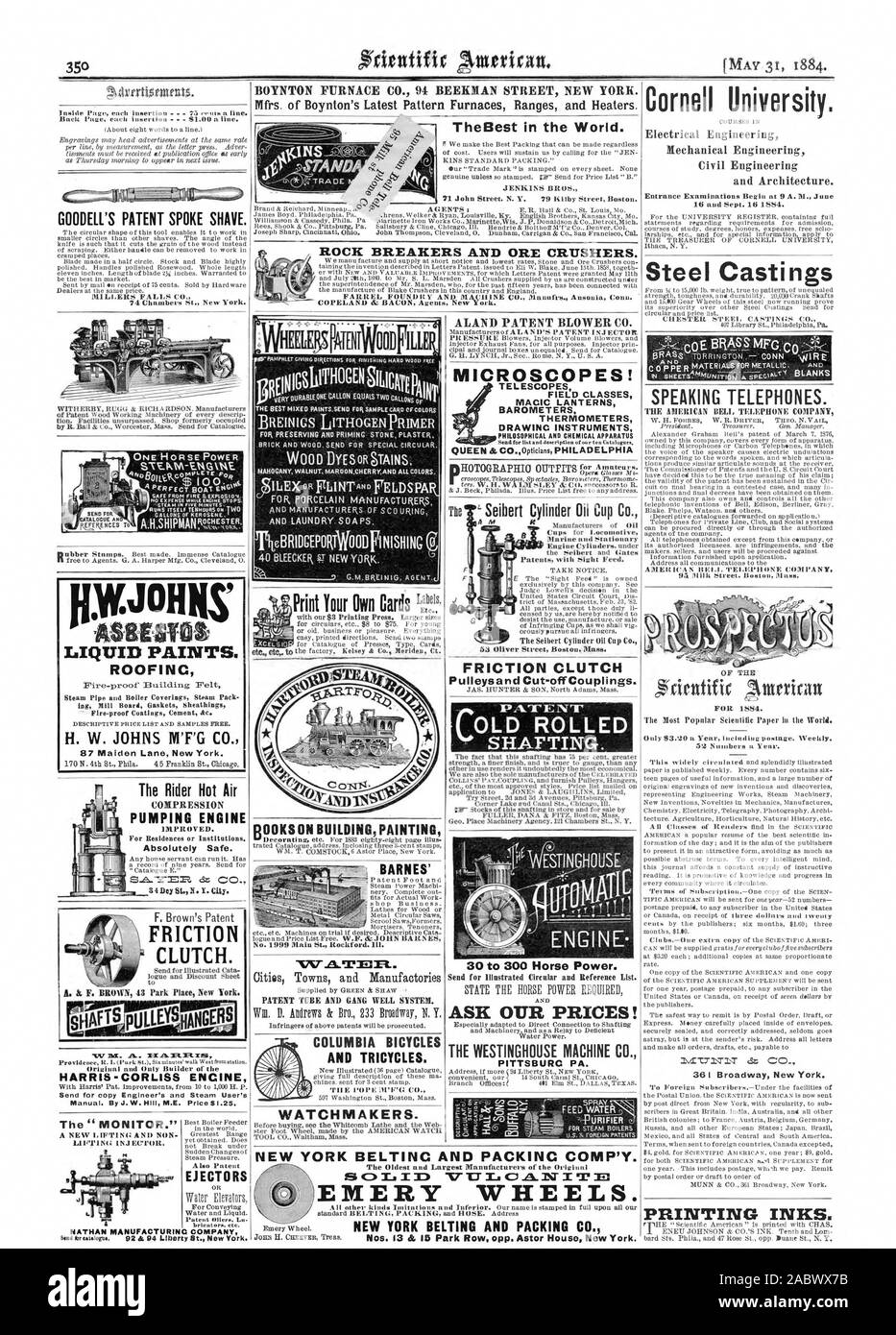 BOYNTON FOURNEAU CO. 94 BEEKMAN STREET NEW YORK. Les RMF. De Boynton's dernières gammes de fours de modèle et les éléments chauffants. Le brevet de GOODELL parlait de rasage. MILLERS FALLS CO. WTEHERBY RUG( & RICHARDSON. Les fabricants de bois Brevet 'xiachfnery de travail de chaque description. Accessible sans égal. Shop occupait auparavant le MOTEUR DE POMPAGE DE COMPRESSION amélioré. Pour des résidences ou des institutions. L'embrayage à friction. Imprimez vos propres cartes Lam Etc. Tours SUR LA CONSTRUCTION PEINTURE BARNES' TUBE DE BREVETS ET DES PUITS. Colombie-britannique Bicyclettes et tricycles. J'AVAIS LE P E E' WV CO. horlogers. TOOL CO. Waltham. Puissance d'une messe. Banque D'Images