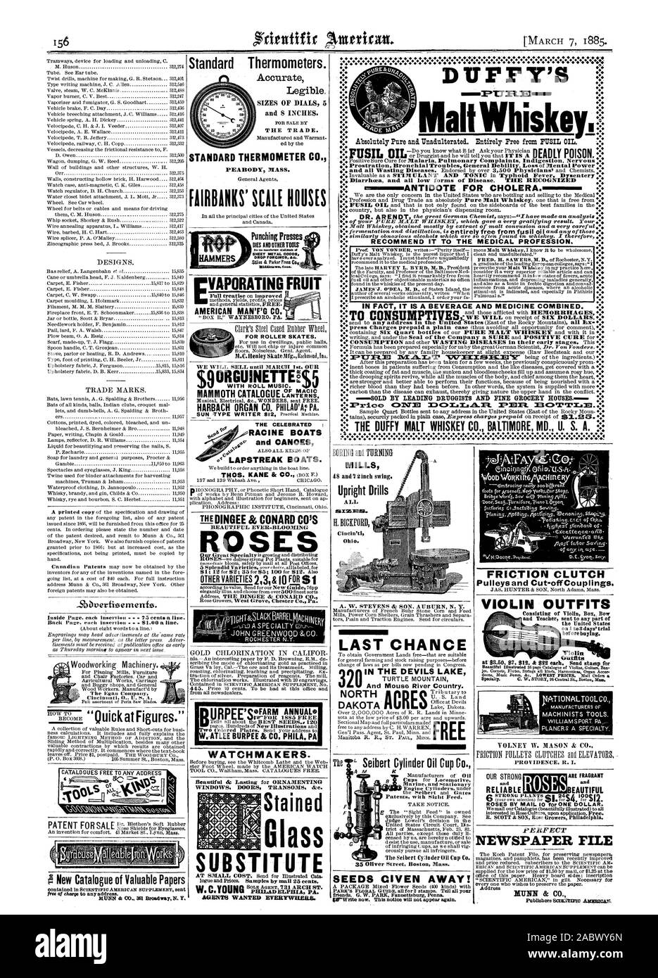 Emmisms d'ANTIDOTE CONTRE LE CHOLÉRA. Recommande à la profession médicale. Les DUFFY Malt Whisky CO. BAlTIMORE MD. U. S. A. TOUS LES EXERCICES debout dans l'Ohio. Dernière chance YOOD VORKI Warronred rt 6NCH JE L'embrayage à friction de l'Eppe Pulleysand ofrCouplings-Cut. Professeur de violon des tenues et envoyé à n'importe quelle partie de tenues de violon. VATIONALTOOLCO WILLIAMSPORT PA   PERFECT & Marine vache et stationnaires thermomètres standard. Juste lisible. Tailles de cadrans 5 et 8 pouces. Le commerce. Thermomètre STANDARD CO. MASSE PEABODY. FAIRBANKS' MAISONS DE PATINS À GRANDE ÉCHELLE. Horlogers.  !Tor = 'rapide sur les chiffres. Nouveau catalogue de précieux Banque D'Images