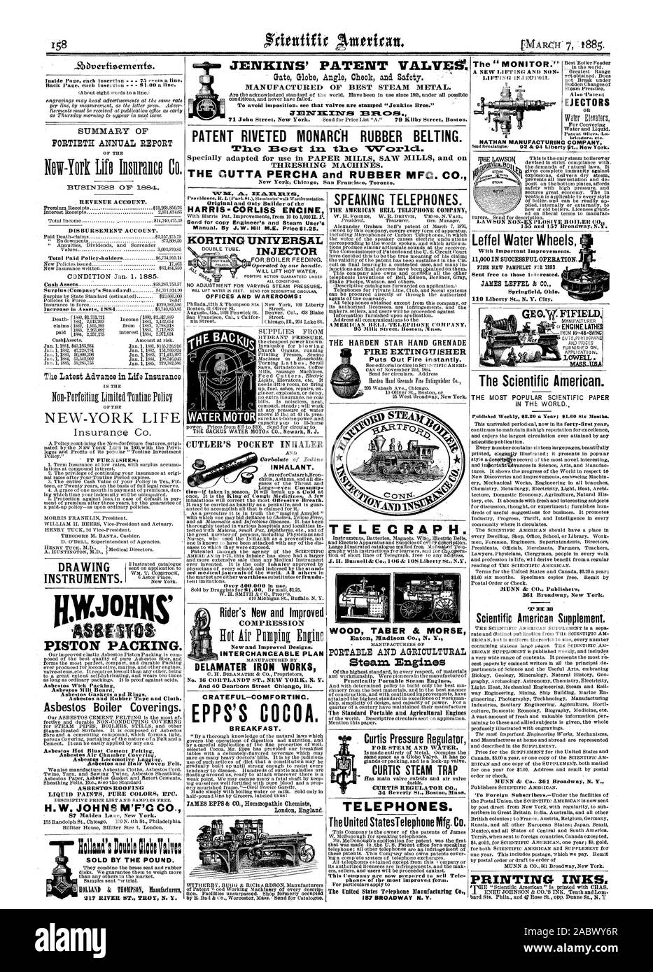 JENKINS' VANNES DES BREVETS : La porte de l'angle de la sécurité et contrôle de Globe. Fabriqués de métal vapeur optimal. Courroie de caoutchouc MONARCH RIVETÉ DES BREVETS. Le BeEErt lxi le N7Vcsp1c1 des batteuses. Le Cutta PERCHA et caoutchouc MFC. Les éjecteurs CO. ' RÉSUMÉ DU 40E RAPPORT ANNUEL COMPTE DES VERSEMENTS. Toiture amiante les peintures liquides couleurs pures ETC. H. W. JOHNS M'F'C C VENDU PAR LE LIVRE. COMFORTINC-CRATEFUL DE FOURNITURES. L'EPPS de cacao. Le petit-déjeuner. Parlant d'une ligne téléphonique. Un IBERICA N BEI J''VELE1 0NW COM PAN Y DURCIR LA GRENADE À MAIN TELECRAPH STAR. TABER BOIS & PORTABLE MORSE ET LES MACHINES À VAPEUR AGRICOLES Banque D'Images