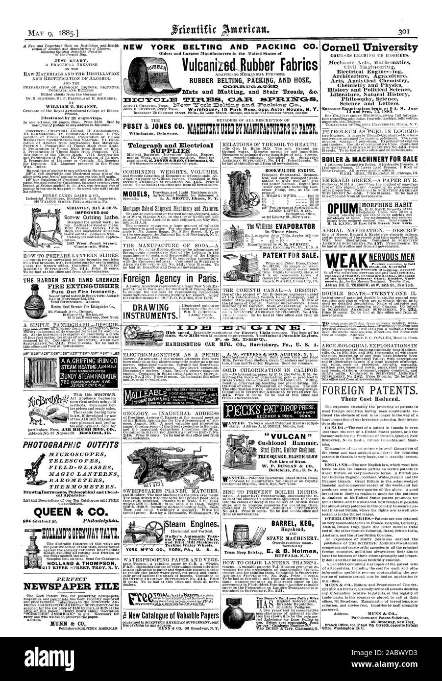 Les thermomètres. Drawinenstruments et philosophique Chemi cal Appareil. sur demande. Reine Ilk CO. Les locomotives à vapeur. Le tampon pompe automatique Vacu um. Moulin à poudre et de silex ardoise Turbine Machines roues de l'eau. CO. DE NEW YORK YORK PA. U. S. A. Nouveau catalogue de documents de valeur BOOKWALTEG MOTEUR. Mauheed healthrta hommes nerveux HOLLAND & Thom pson ' VULCAN' marteau rembourré. Véritable coup élastique carré Bellefonte Pa U. S. A. BARIL fût discontinue des machines. BUFFAL N.Y. 01);111c, Scientific American, 1885-05-09 Banque D'Images