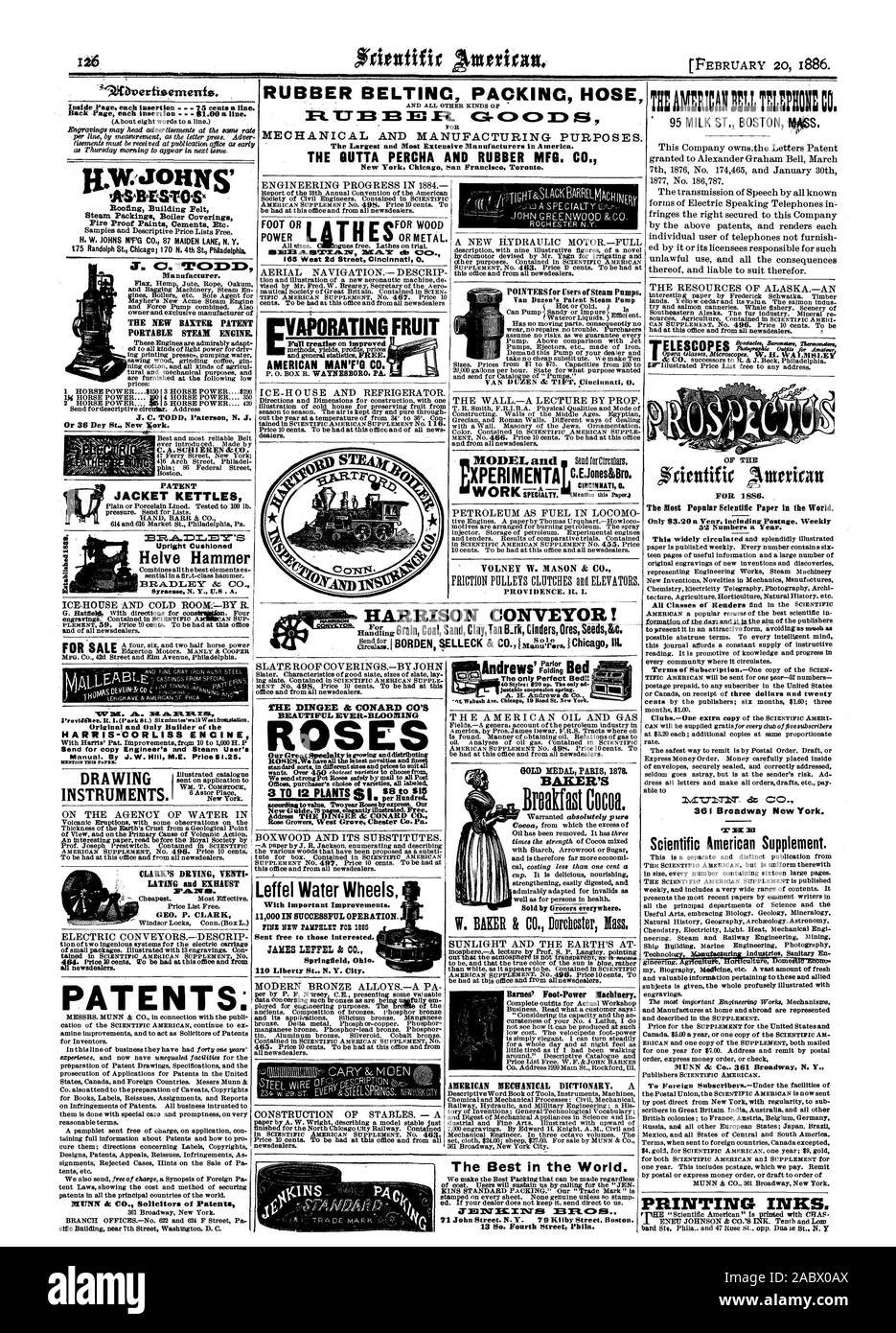 Parler de ce document. INSTRUMENTS. Pied OU DE BOIS 165 2e Rue Ouest Cincinnati 0. statistiques générales et libres. AMERICAN MAN'F'0 CO. BEAU JAMAIS-qui fleurit à l'adresse SI LA BINGER n'CONARD CO. Rae Growers West Grove Chester Co. Pa. Leffel roues de l'eau avec d'importantes améliorations. Nouvelle brochure 1285 PIN TOE envoyé gratuitement aux personnes intéressées. 0 Liberty St. N. Y. Ville. Les meilleurs au monde. 13 So. La quatrième rue Phila. De la pour 1886. MT.T1NT1 7 dz CC 361 Broadway New York. 2Il Scientific American Supplement. Les encres d'impression. 0 1886 SCIENTIFIC AMERICAN INC, 1886-02-20 Banque D'Images