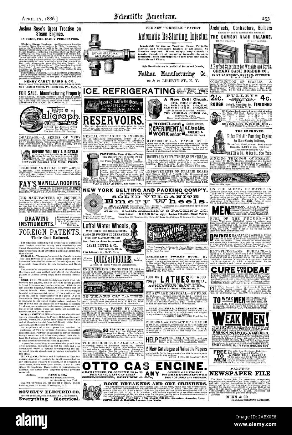 000 dans la réussite de l'opération. Envoyé gratuitement aux personnes intéressées. JAMES LEFFEL & CO. Springfield dans l'Ohio. 0 Liberty St. N. Y. Ville. Un nouveau le mandrin. THE HARTFORD. No2 contient 0 à i. Prix $8.00. La CUSHMAN CHUCK CO. Hartford Connecticut XPERIMENTA L'AMÉLIORATION DE PIED OU DE BOIS 166 2e Rue Ouest Cincinnati 0. L'HUILE DE LUBRIFICATION NATURELLE PURE OTTO NUMÉRO CAS ENCINE. Obtenir le meilleur GH JE HOWFAR CUDEAF' RE BRISE ROCHE ET CONCASSEURS DE MINERAI. FARREL ET FOUNDRY CO.. Manufrs Ansonia Conn. COPELAND n'BACON. Les agents. New York. MUNN & CO.. Astoracalr Barnum Éditeurs L'hôpital français de l'Agence n°4 RECOURS CIVIALE Fulton Banque D'Images