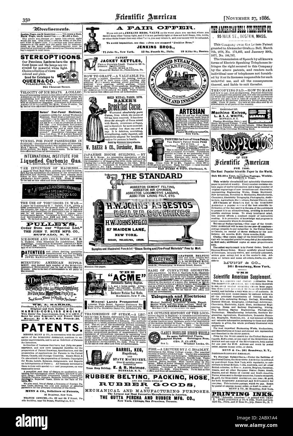 STEREOPTICONS. Institut international du gaz carbonique liquéfié. Le but de notre "liste spéciale." le pays. .E1 Na A. MLR XIS Original et Builder ot le IISISTION CE PAYSX. Les brevets. MUNN dr CO. procureurs de brevets BOUILLOIRES VESTE WEE CHICAG PHILADELPHIE LONDRES. Rochester New Y arche. Baril fût BUFFAL N. Y. Truss Hoop au volant. WellExcavatorCo ARTÈSIENNE Pierce. New York. Le télégraphe électrique et SUVPLIES LAIT 95 ST. Masse de Boston. Scientific American Supplement. Les encres d'impression. Médaille d'or Paris 1878. BAKER'S MACHINE Knives OP' les 52 numéros par an. Pour éviter de voir que l'imposition Banque D'Images