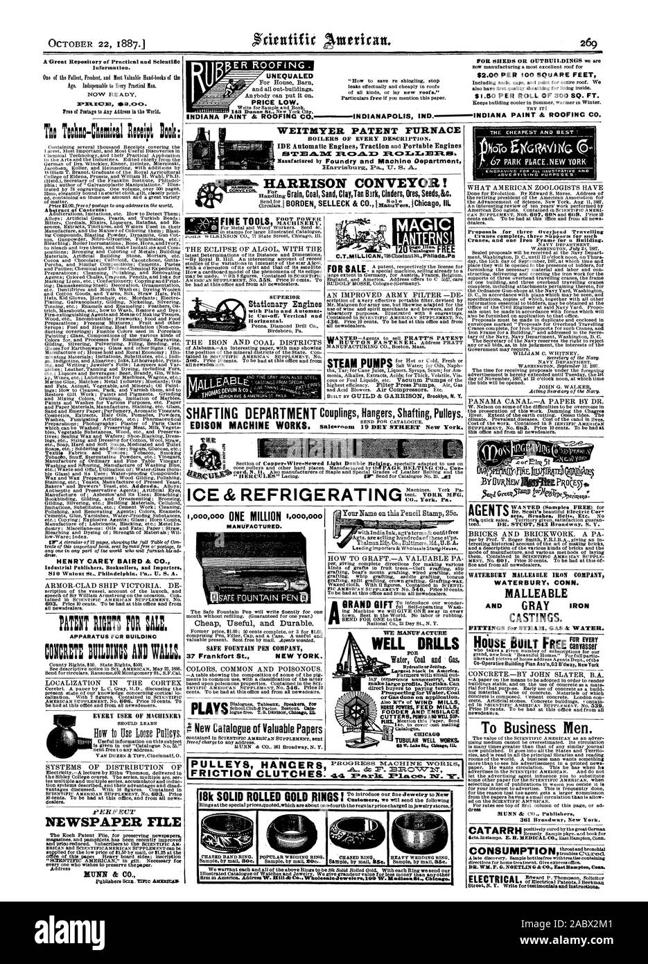 Ou de gaz fait sur demande. Pouvoirs des fabriques d'aliments chevaux de fourrage et d'ENSILACE CHICAG BIEN TUBULAIRE FONCTIONNE. t o w w échantillon par mail 80e., Scientific American, 1887-10-22 Banque D'Images