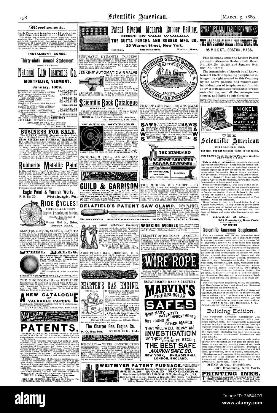 JENKINS' VENTOUSE AUTOMATIQUE à l'intérieur de la page chaque page chaque insertion insertion Retour . - 81.00 une ligne. Tranche d'obligations. Trente-neuvième État annuel pour les roulements de meilleur Anti-Friction Fonte Acier. CATALOCU nouveau durcies -DE DOCUMENTS DE VALEUR LES BREVETS. nir près de la 7e Rue Washington D. C. LAIT 95 ST. Masse de Boston. MONTPELIER VERMONT. Janvier 1889. Fonds de commerce À VENDRE. Peinture et vernis Eagle CYCLES IDE fonctionne ! Vainqueurs SONT MEILLEURES MASSE BOSTON. Beaver Falls Pa.. ILWAHRUIFECO Mis en place d'un demi-siècle. Un coffre-fort QVEMEtsFrs ARVI PAS FOU UTHR REND L'ENQUÊTE Le BEST-AIARVIN-CO. NEW YORK Banque D'Images