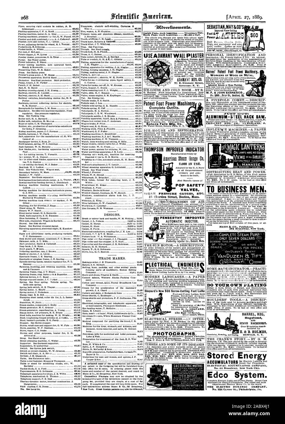 L'INJECTEUR AUTOMATIQUE. a A LA DISTRIBUTION DE CHALEUR ET D'ÉLECTRICITÉ. Pour les hommes d'affaires. MUNN az CO. 361 éditeurs Broadway New York. Faire vos propres outils de placage des mouleurs.-- UN DESCRIP BARIL fût Hogshead discontinue des machines. L'énergie emmagasinée U OU ELECTR1CAI SOCIÉTÉ ACCUMLAT n° 44 Broadway New York City. L'Edco Système. No 224, rue Curter Philadelphie. Pn. SEBASTIANMAY&CO'S Power ja l'IDENTIFICATION PERSONNELLE ET Barnes' pied des brevets de machines d'alimentation. Les TRAVAILLEURS DE BOIS OU DE MÉTAL Acier aluminium scie à métaux. «Verficaemento. Utiliser le plâtre mur catégorique c'est dur et dense de GLACE MAISON ET CHAMBRE FROIDE.--par R. Puissance pied Brevets Machina Sénèque Banque D'Images