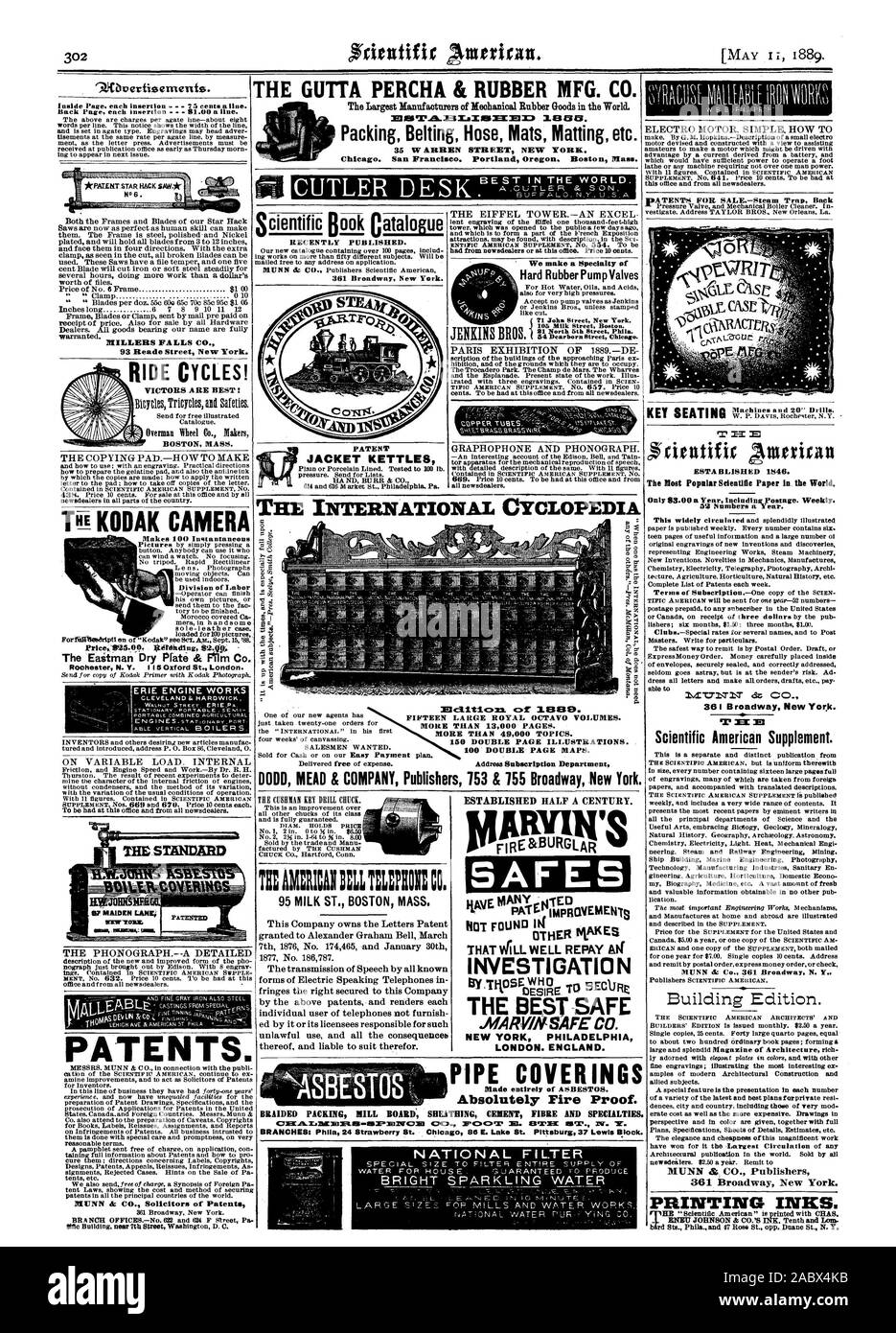 La gutta percha & RUBBER MFG. CO. plus grands fabricants de produits en caoutchouc mécaniques dans le monde. L'emballage flexible pour courroies de tapis tapis etc. 35 W ARREN STREET NEW YORK. Chicago. San Francisco. Portland (Oregon). Boston Massachusetts F4 NEt FR PA rend l'appareil photo KODAK Instantané 100 Division du Travail chargé pour 100 images PriceF25.00. L'Eastman Dry Kate & Rim Co. Rochester N. Y. 5 Londres Oxford St.. Patentes MUNN & CO. Procureurs des brevets a récemment publié. 361 Broadway New York. ' Nous faire une spécialité de vannes de la pompe en caoutchouc dur 5e Rue Nord Phila. Lait 105 Street Boston. 54 Dearborn Street Banque D'Images