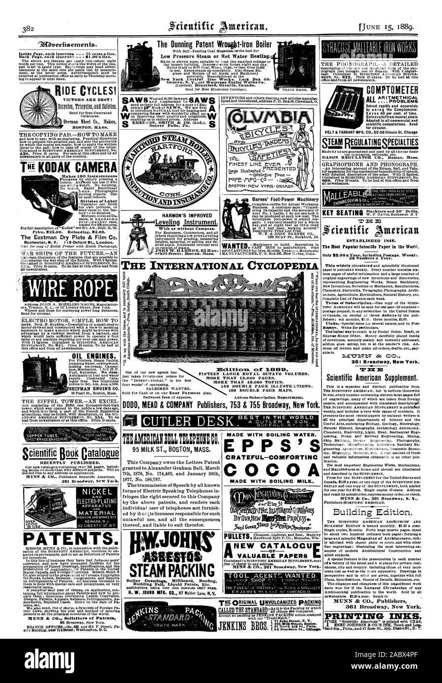 Pressore faible Vapeur ou eau chaude Chauffage.c New York Central Iron Works Lock Box 40 Arrière Page chaque insertion 61,00 une ligne. Vainqueurs SONT MEILLEURES MASSE BOSTON. Appareil photo KODAK 100 PI rend instantanée de la Division du travail l'Eastman Dry Plate & Film Co. Rochester N. C. 5, rue Oxford Londres. Les moteurs de l'huile. Moteur SHIPMAN CO. su-s a récemment publié. MUNN dc CO. procureurs de brevets Les brevets. Beaver Falls pa . Résolus rapidement et avec précision en utilisant le Complometer. Enregistre 40  % de temps. Tout le} secours rom tension mentale adaptée à tous les calculs scientifiques et commerciales. Envoyer à circulaire. L Banque D'Images