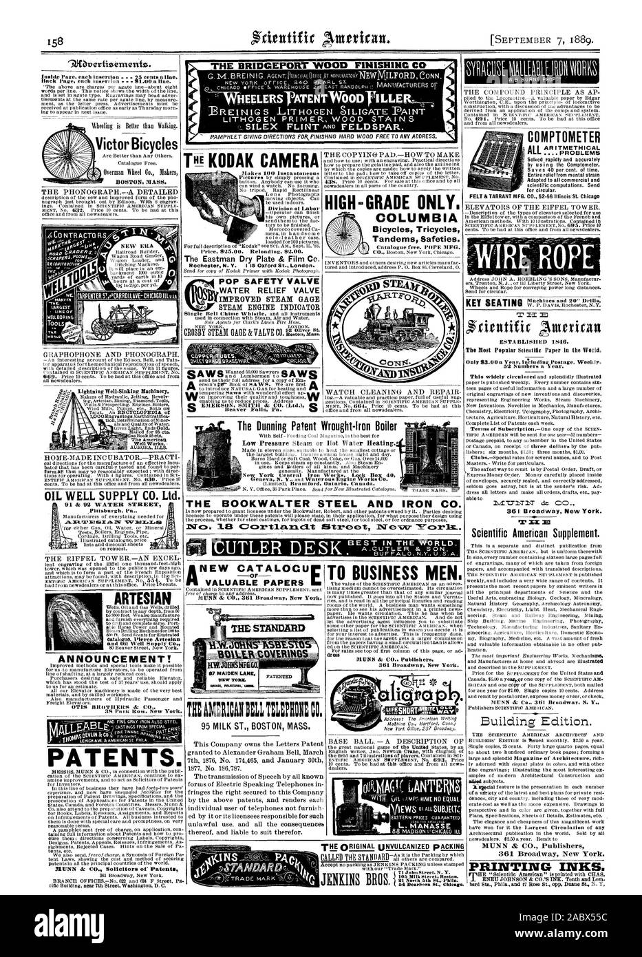 Le FINISHINC BREINIGS BOIS BRIDGEPORT L1THOGEN' à l'intérieur PEINTURE SILICATE Page. chaque insertion . . 25 c. la ligne. Retour Page chaque insertion - 51.00 une ligne. Bicyclettes Victor Masse Boston. La division du travail de l'appareil photo KODAK : 515,00. Le rechargement S'2.00. L'Eastman Dry Plate & Film Co. Rochester N.Y. 5 Londres Oxford St.. . Moteur à vapeur vapeur amélioré al INDICATEUR POP GAGE DE QUALITÉ SUPÉRIEURE DE LA SOUPAPE DE SÉCURITÉ UNIQUEMENT. ITMETHICAL AR COMPTOMETER TOUS PROBLÈMES NOUVELLE ÈRE Colombie-britannique Vélos Tandems Tricycles des sécurités. Catalogue gratuit. Le pape MFG. Le brevet Dunning Wrought-Iron chaudière vapeur à basse pression ou le chauffage de l'eau de la pourriture.c Banque D'Images Le FINISHINC BREINIGS BOIS BRIDGEPORT L1THOGEN' à l'intérieur PEINTURE SILICATE Page. chaque insertion . . 25 c. la ligne. Retour Page chaque insertion - 51.00 une ligne. Bicyclettes Victor Masse Boston. La division du travail de l'appareil photo KODAK : 515,00. Le rechargement S'2.00. L'Eastman Dry Plate & Film Co. Rochester N.Y. 5 Londres Oxford St.. . Moteur à vapeur vapeur amélioré al INDICATEUR POP GAGE DE QUALITÉ SUPÉRIEURE DE LA SOUPAPE DE SÉCURITÉ UNIQUEMENT. ITMETHICAL AR COMPTOMETER TOUS PROBLÈMES NOUVELLE ÈRE Colombie-britannique Vélos Tandems Tricycles des sécurités. Catalogue gratuit. Le pape MFG. Le brevet Dunning Wrought-Iron chaudière vapeur à basse pression ou le chauffage de l'eau de la pourriture.c Banque D'Images