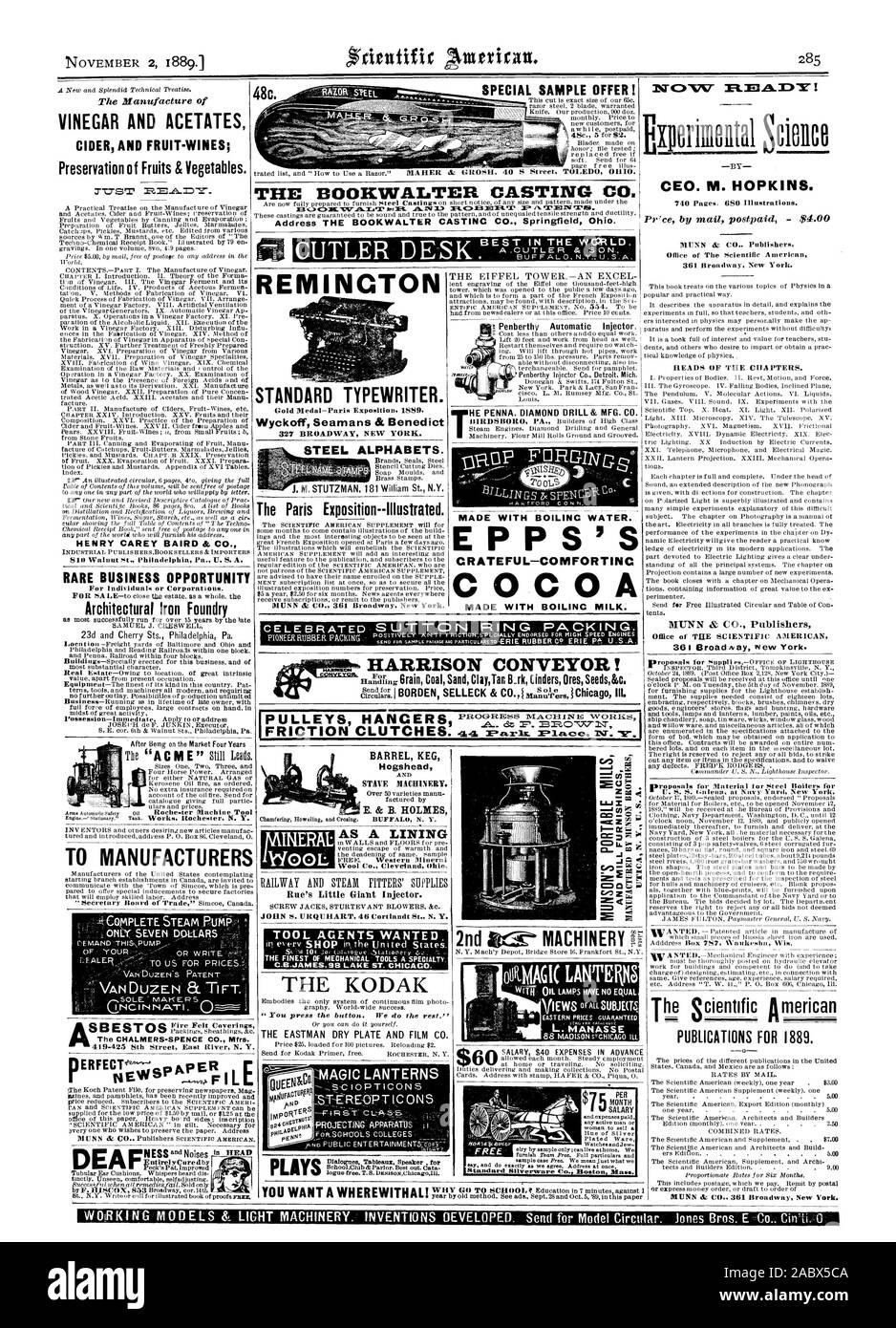 Un échantillon spécial ! 48c. 5pour 48c. L'BOOKWALTER CASTING CO. C-a la fabrication de vinaigre et les acétates de CIDRE ET DE VINS DE FRUITS ; conservation des fruits et légumes. TT TST HENRY CAREY BAIRD & CO. 810 Walnut St Philadelphie Pa. U. S. A. rare opportunité d'affaires pour des particuliers ou des sociétés. Fonderie de Fer Architectural Samuel J. CRESWELL Rochester Machine-outil AUX FABRICANTS C'nERFETi 2 POULIES CINTRES !DES EMBRAYAGES À FRICTION. Baril fût Hogshead et discontinue des machines. E. & B. HOLMES Wool Co. Cleveland Ohio. JOHN S. URQUHART 46 Cortlandt St N. Y. C.ELJAMES.913 LAKE ST. CHICAGO. Le KODAK LA Banque D'Images