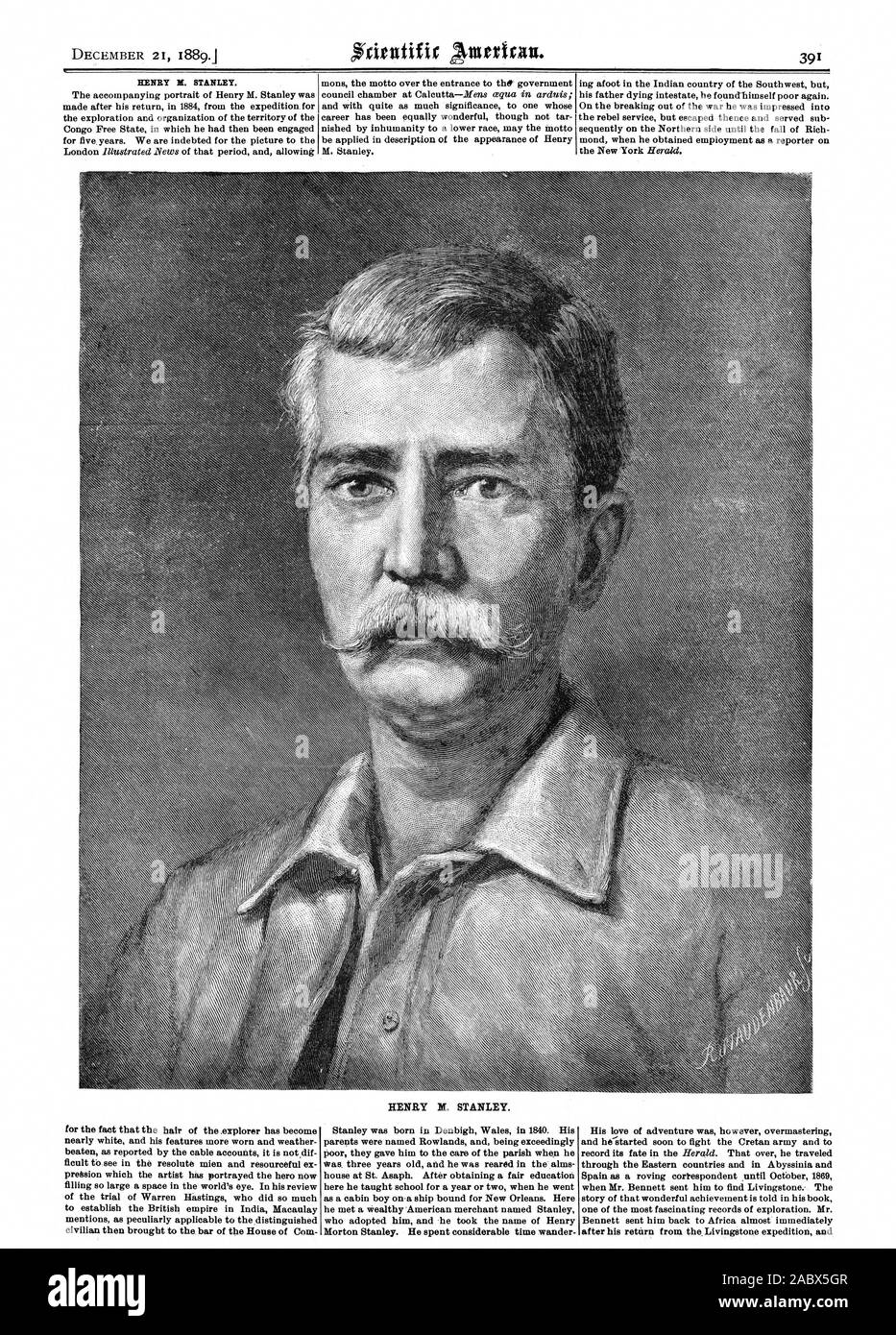 HENRY M. STANLEY. HENRY M. STANLEY. pour le fait que les cheveux de l'extension .explorer est devenu presque blanc et ses traits plus usée et météorologiques battus comme rapporté par le câble c'est notdif comptes d'omettre de voir dans la mine résolue et ingénieux qui preAsion ex l'artiste a représenté le héros de maintenant le procès de Warren Hastings qui a tant fait pour établir l'empire britannique en Inde Macaulay mentionne comme particulièrement applicable à l'éminent Stanley est né à Denbigh au Pays de Galles en 1840. Ses parents étaient nommé Rowlands et étant extrêmement pauvres, ils lui ont donné à la garde de la paroisse Banque D'Images